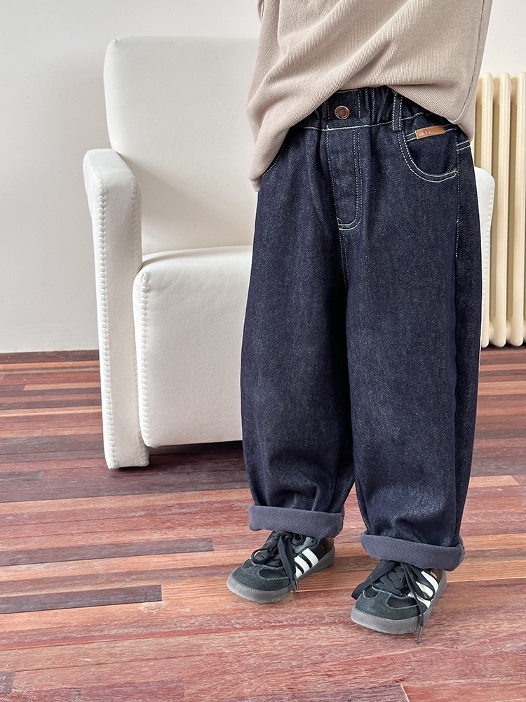 奧拉絨防褪色牛仔褲