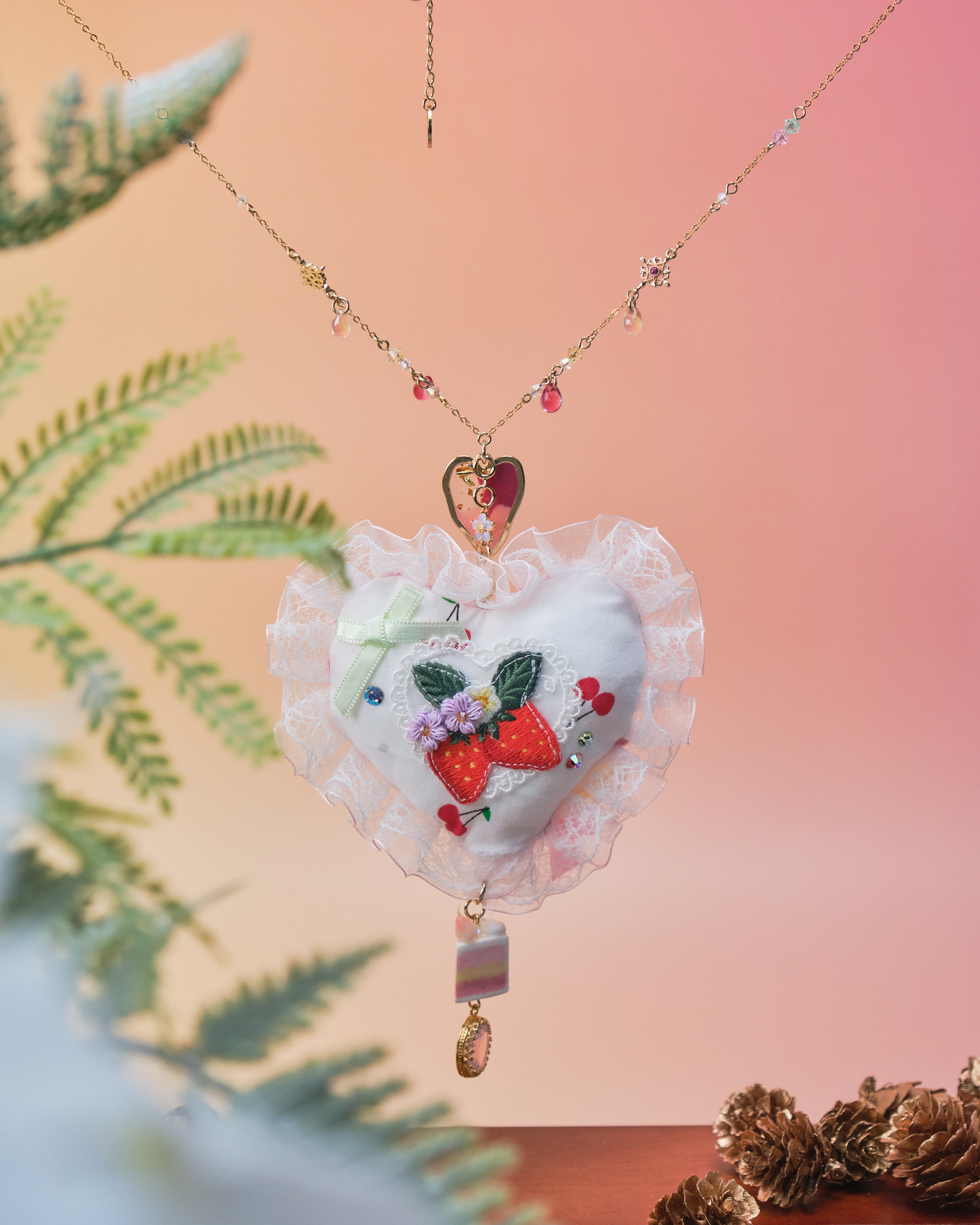 11423 Mochi Mochi Sora Bear Embroidered Pillow Long Necklace Special Version