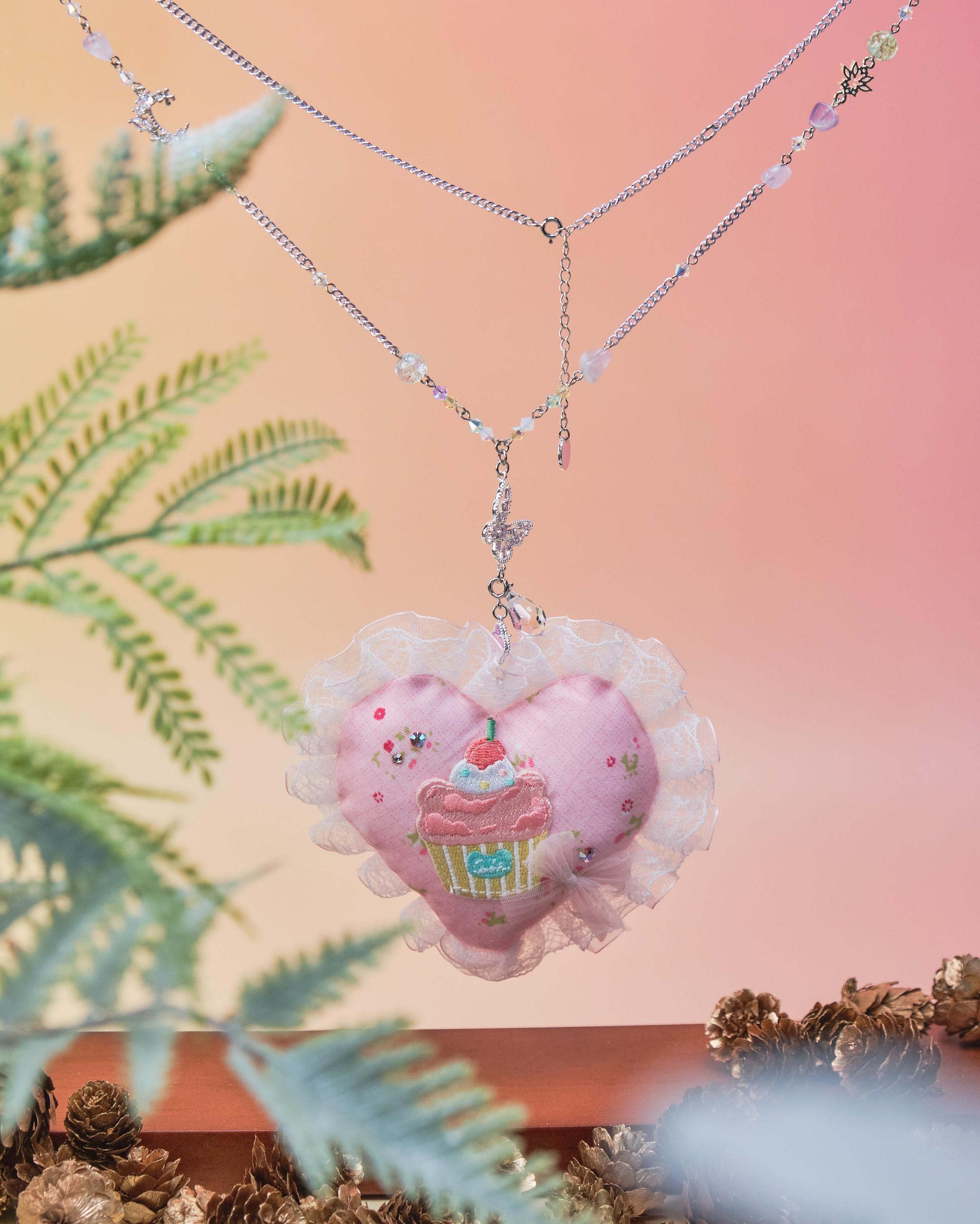 11421 Mochi Mochi Sora Bear Embroidered Pillow Long Necklace Special Version