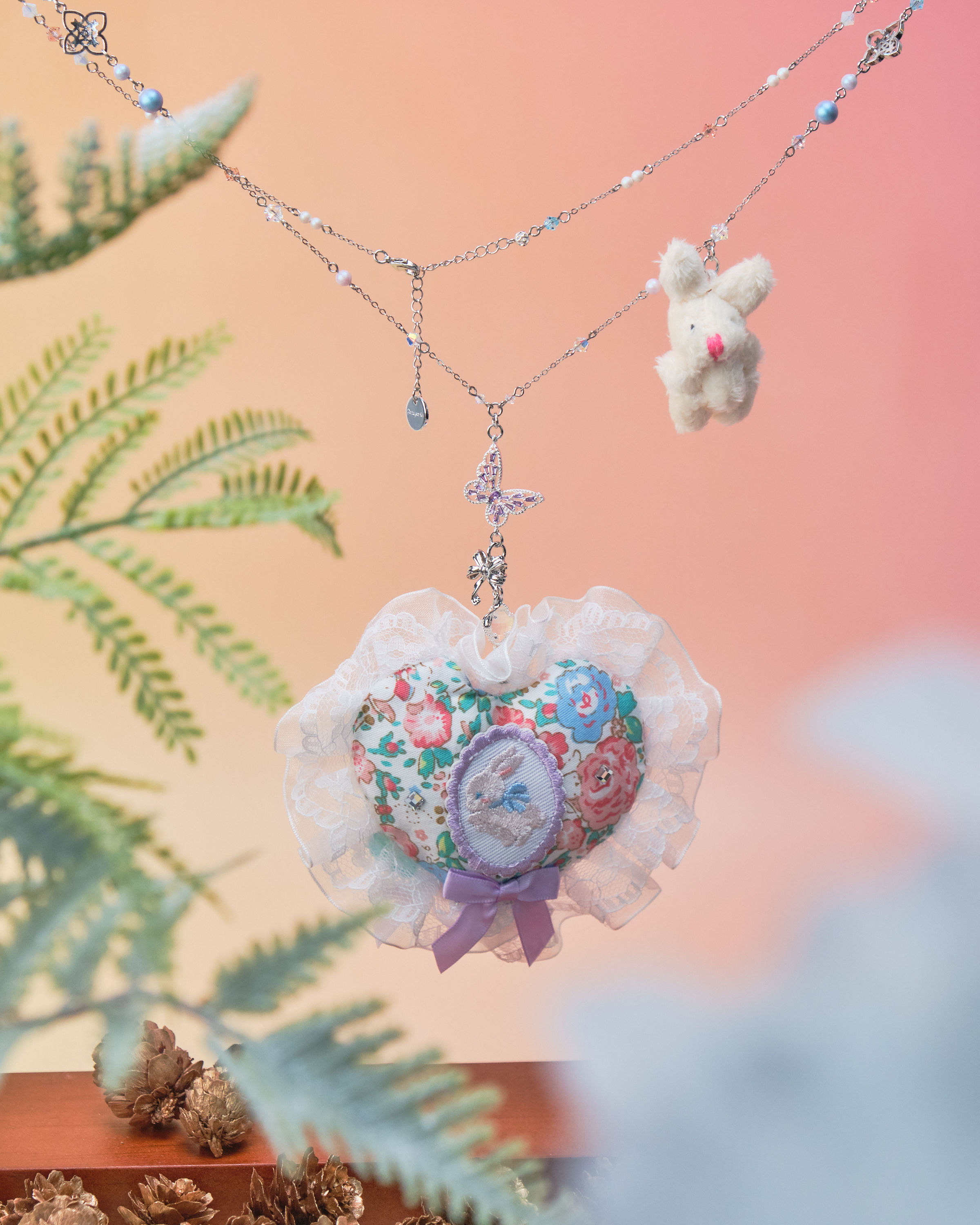 11422 Mochi Mochi Sora Bear Embroidered Pillow Long Necklace Special Version