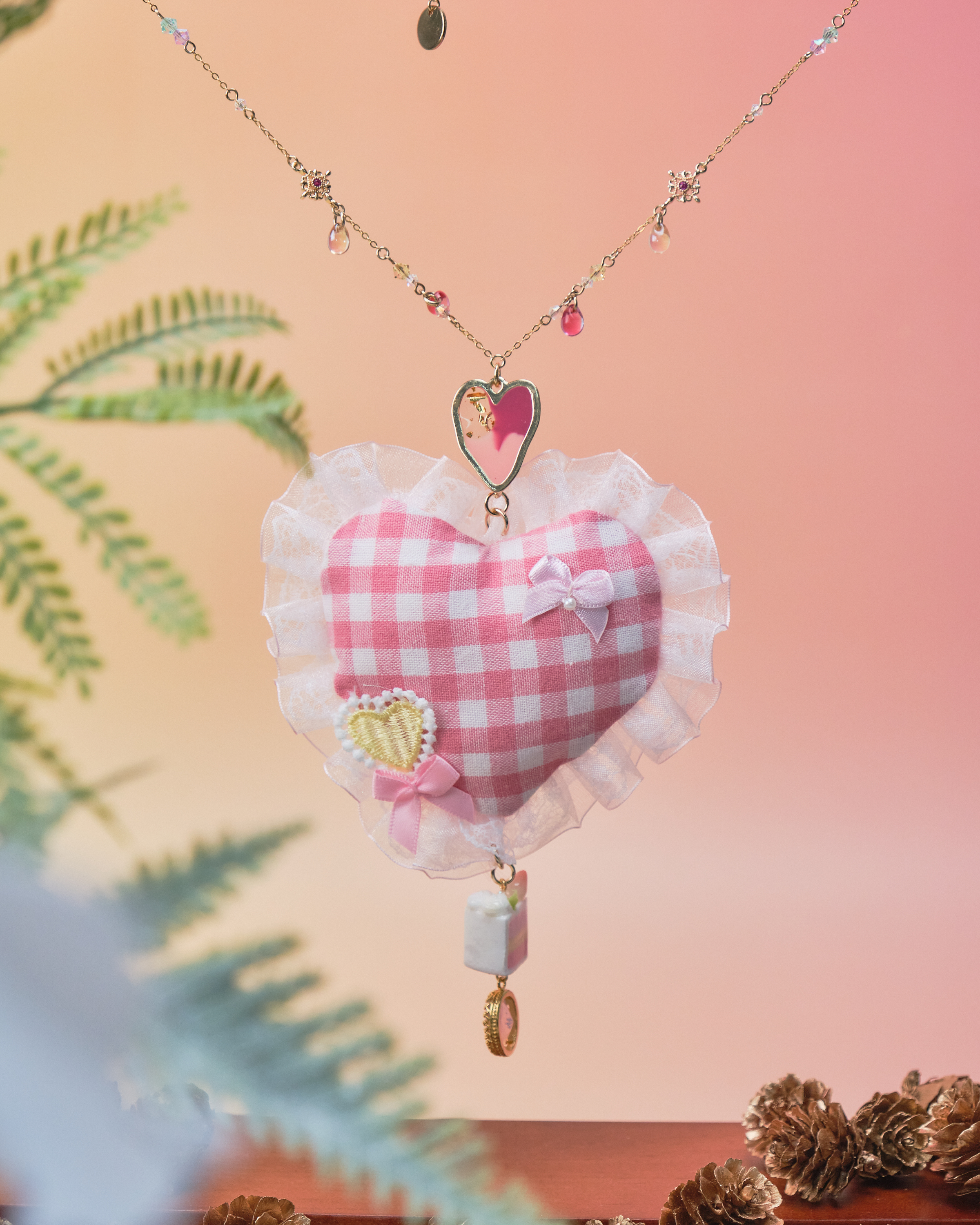 11423 Mochi Mochi Sora Bear Embroidered Pillow Long Necklace Special Version