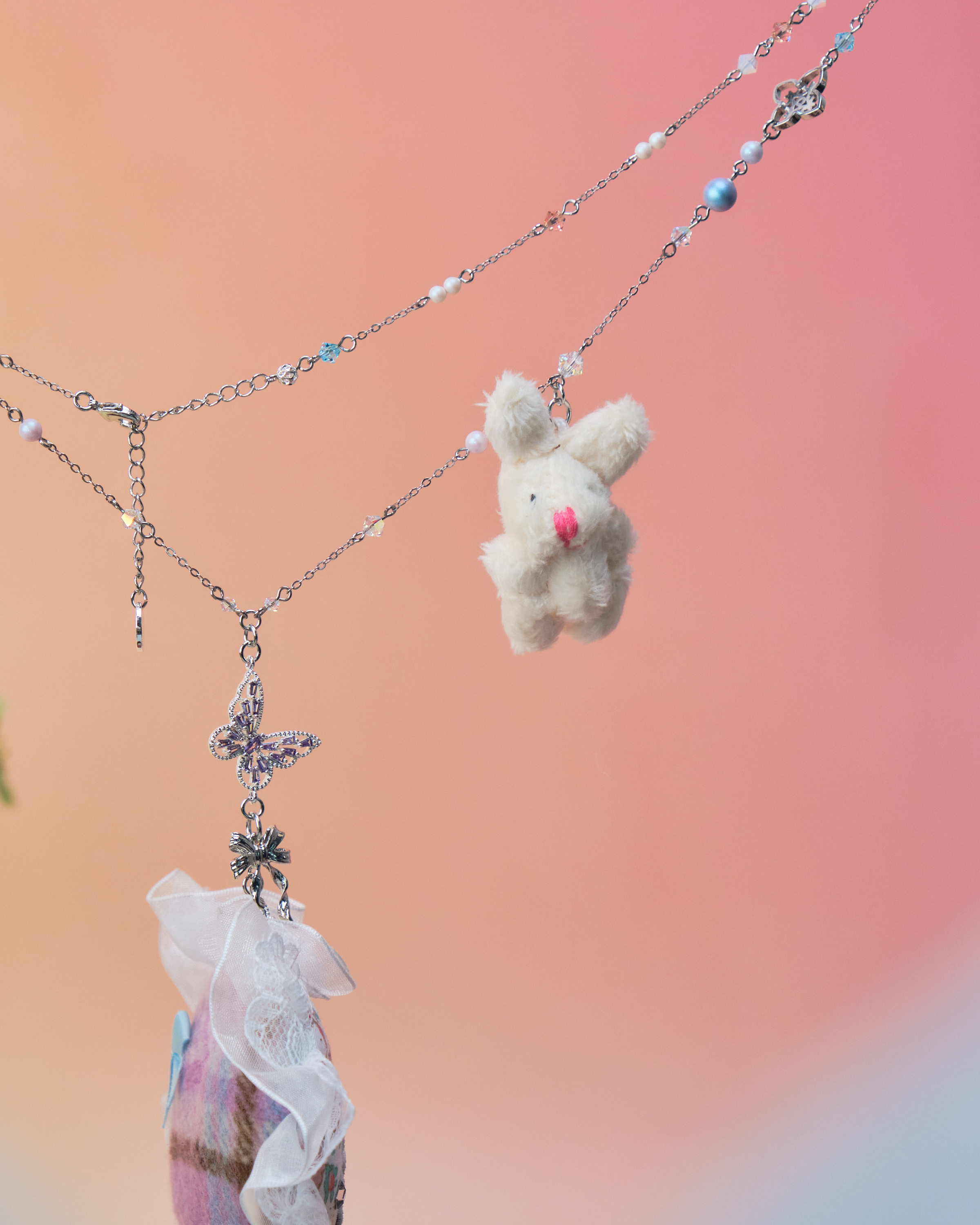 11422 Mochi Mochi Sora Bear Embroidered Pillow Long Necklace Special Version