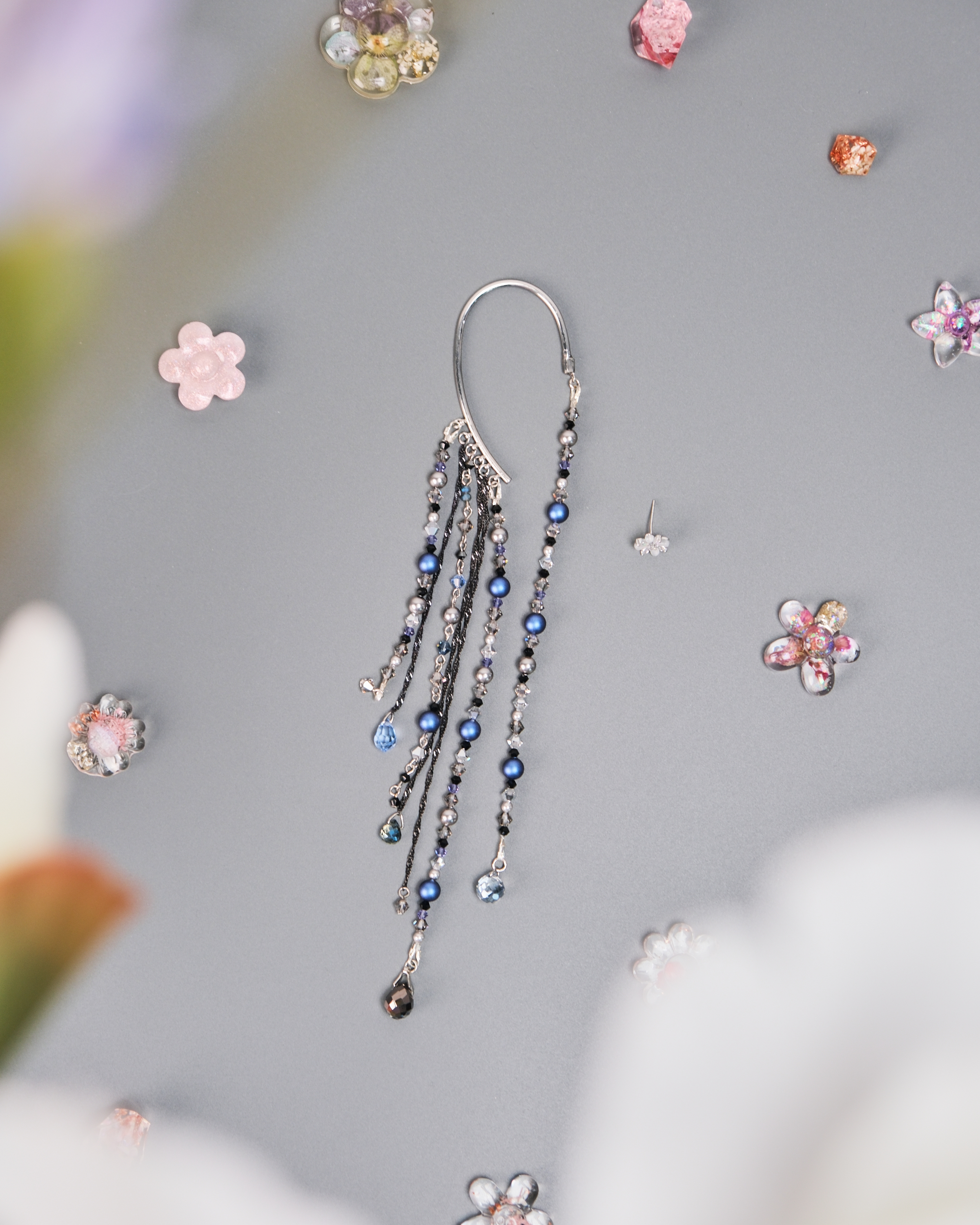 11441 Water Curtain Pendants Ear Cuff And Ear Pin Set