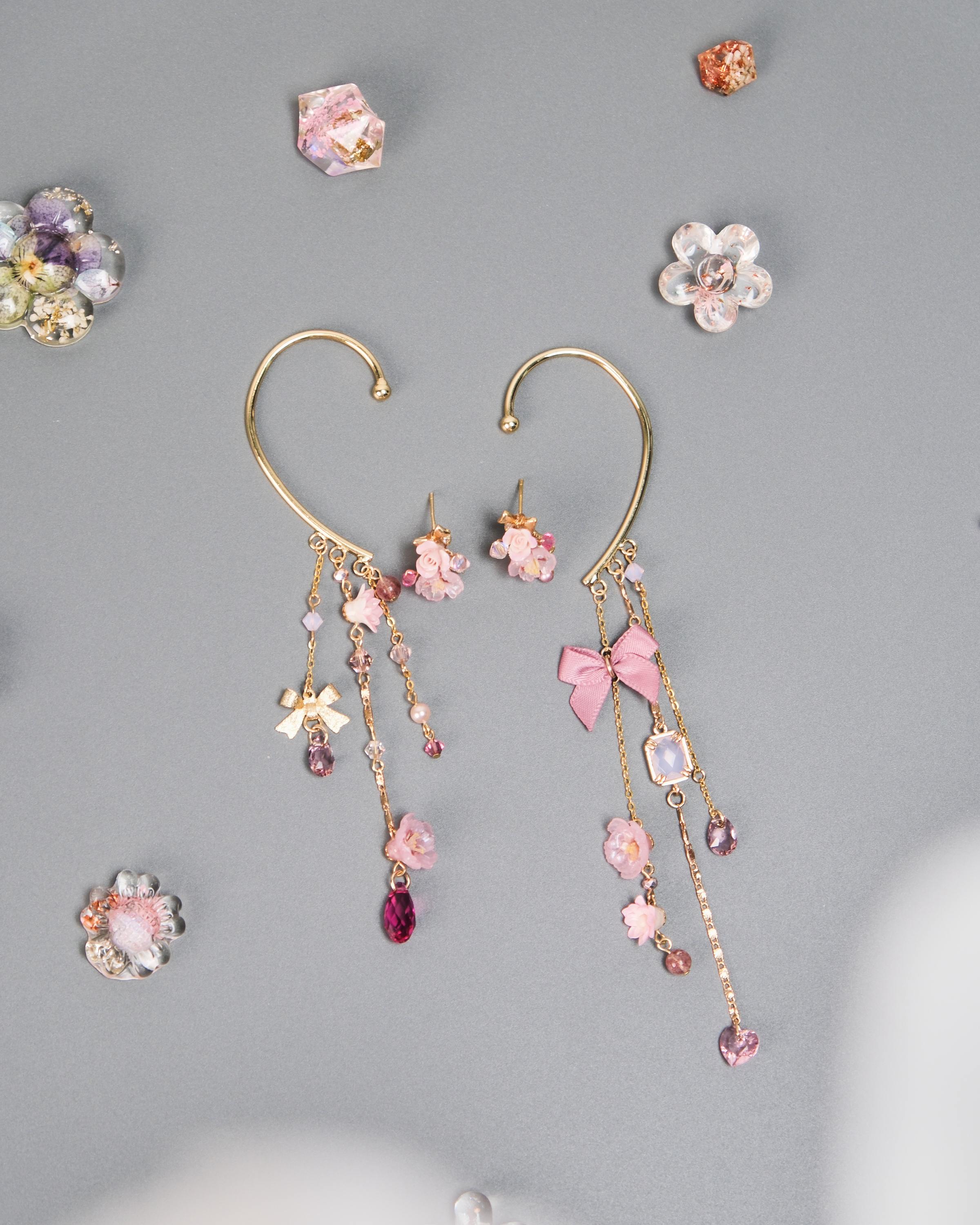 11442 水簾長吊鏈耳掛連耳釘套裝