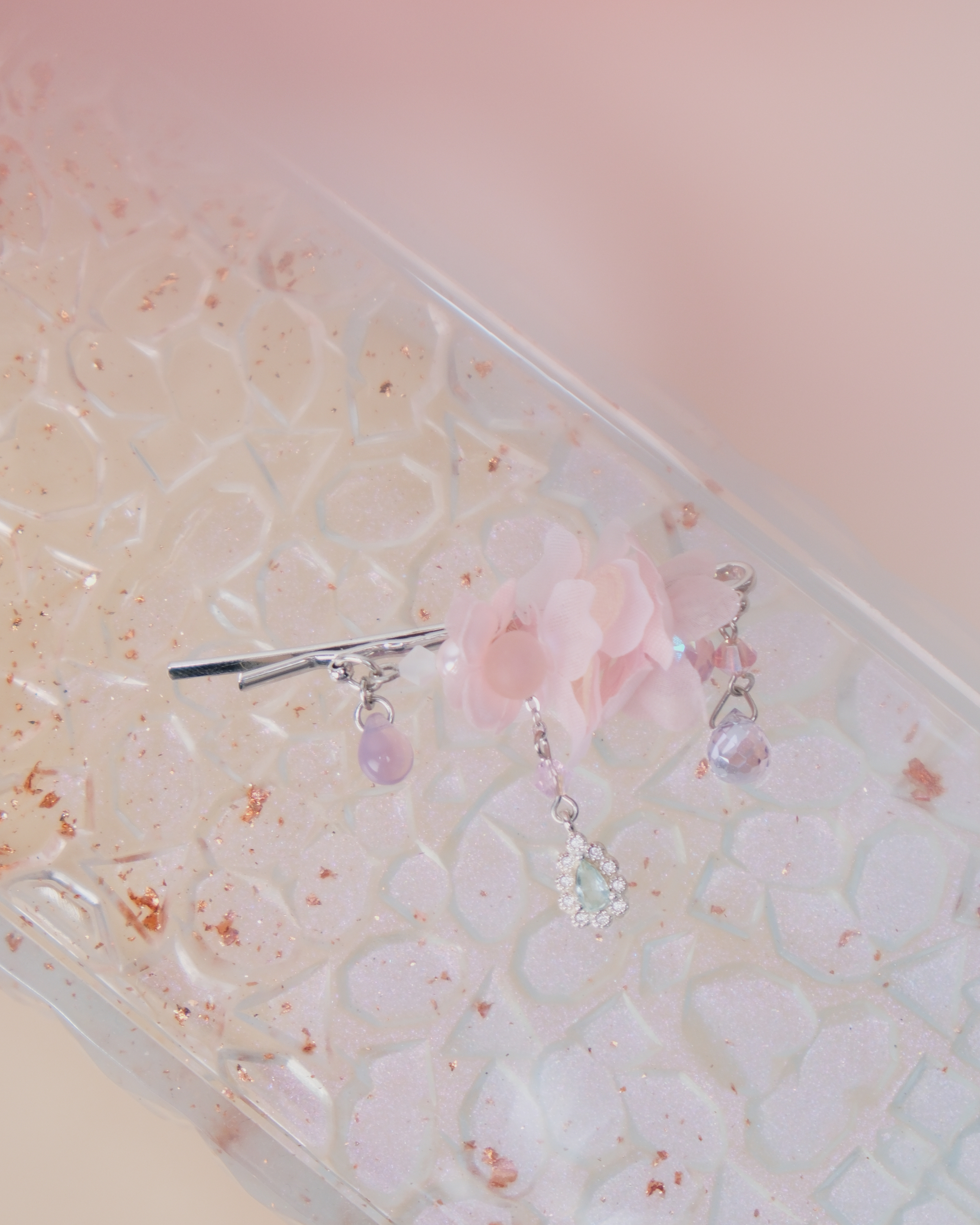 11445 Pearls and Crystal Pendant Bobby Pin