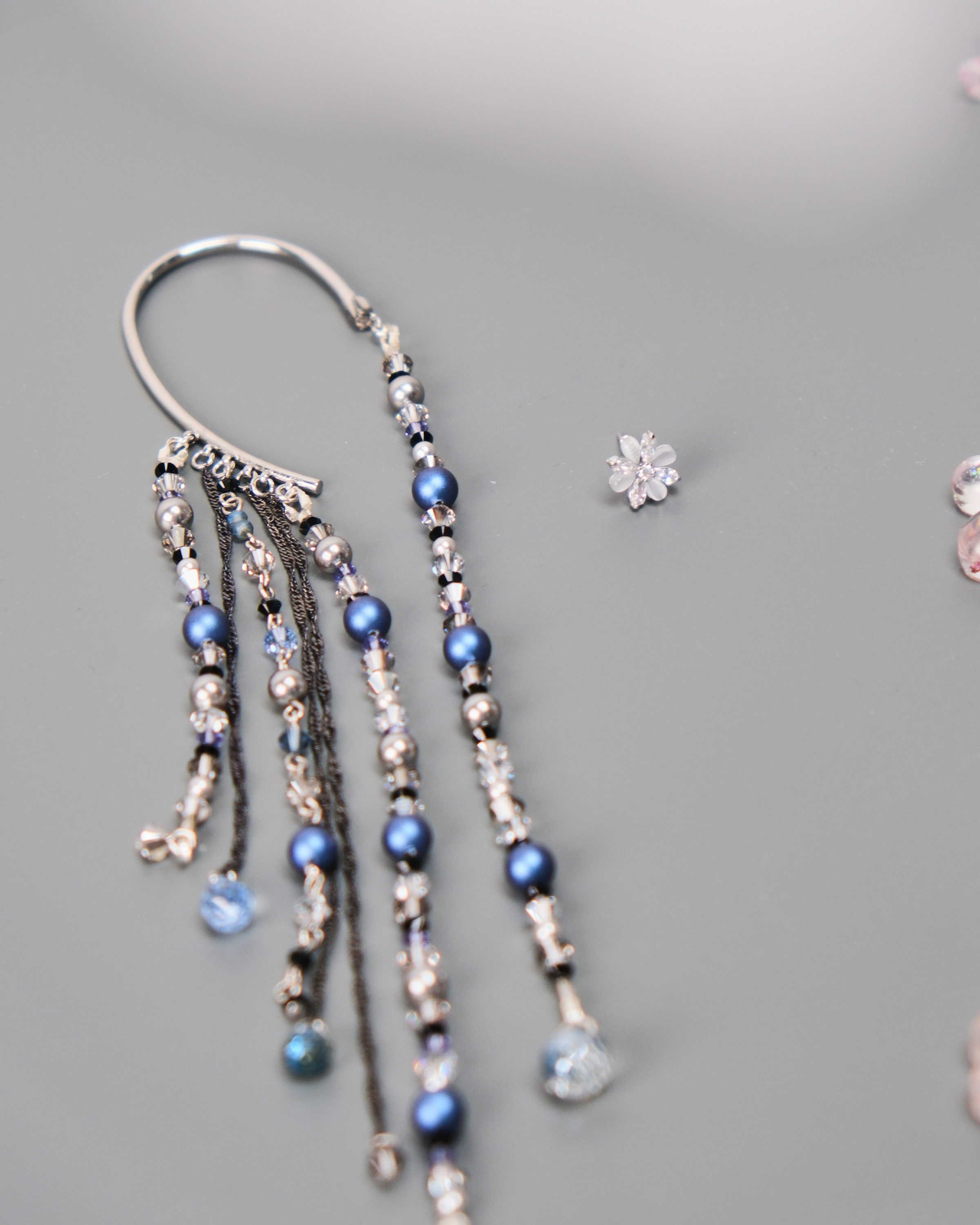 11441 Water Curtain Pendants Ear Cuff And Ear Pin Set