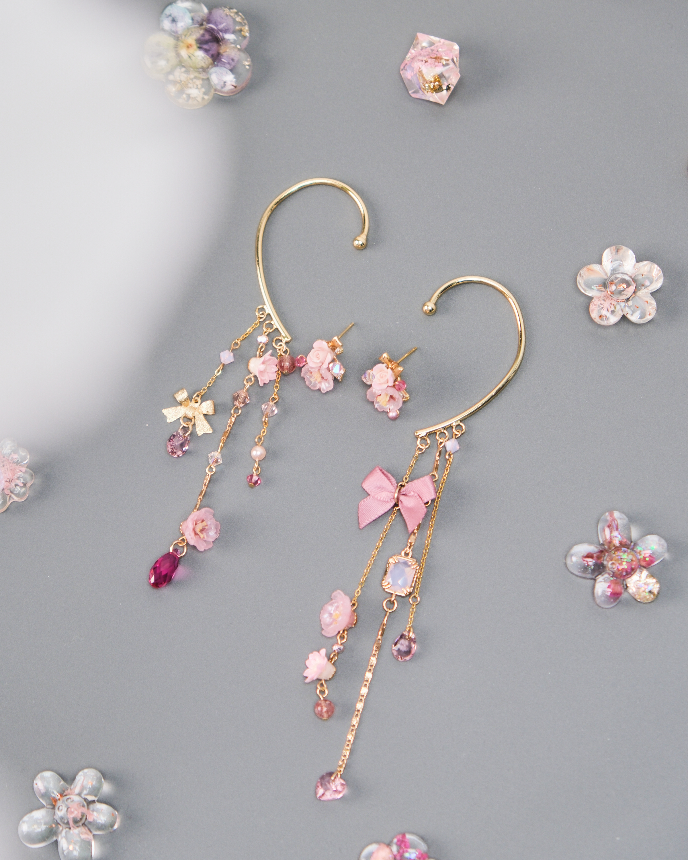 11442 水簾長吊鏈耳掛連耳釘套裝