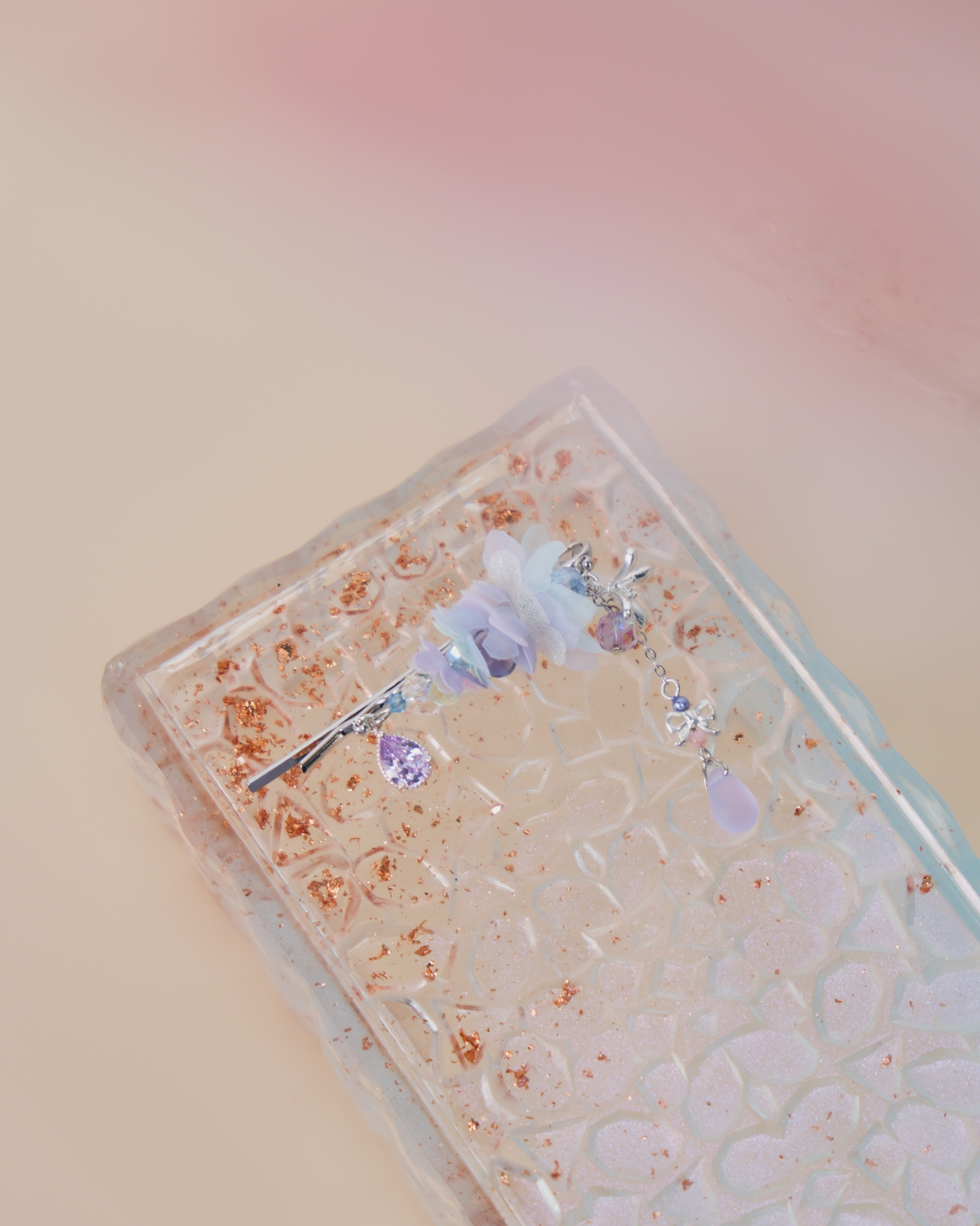 11446 Pearls and Crystal Pendant Bobby Pin