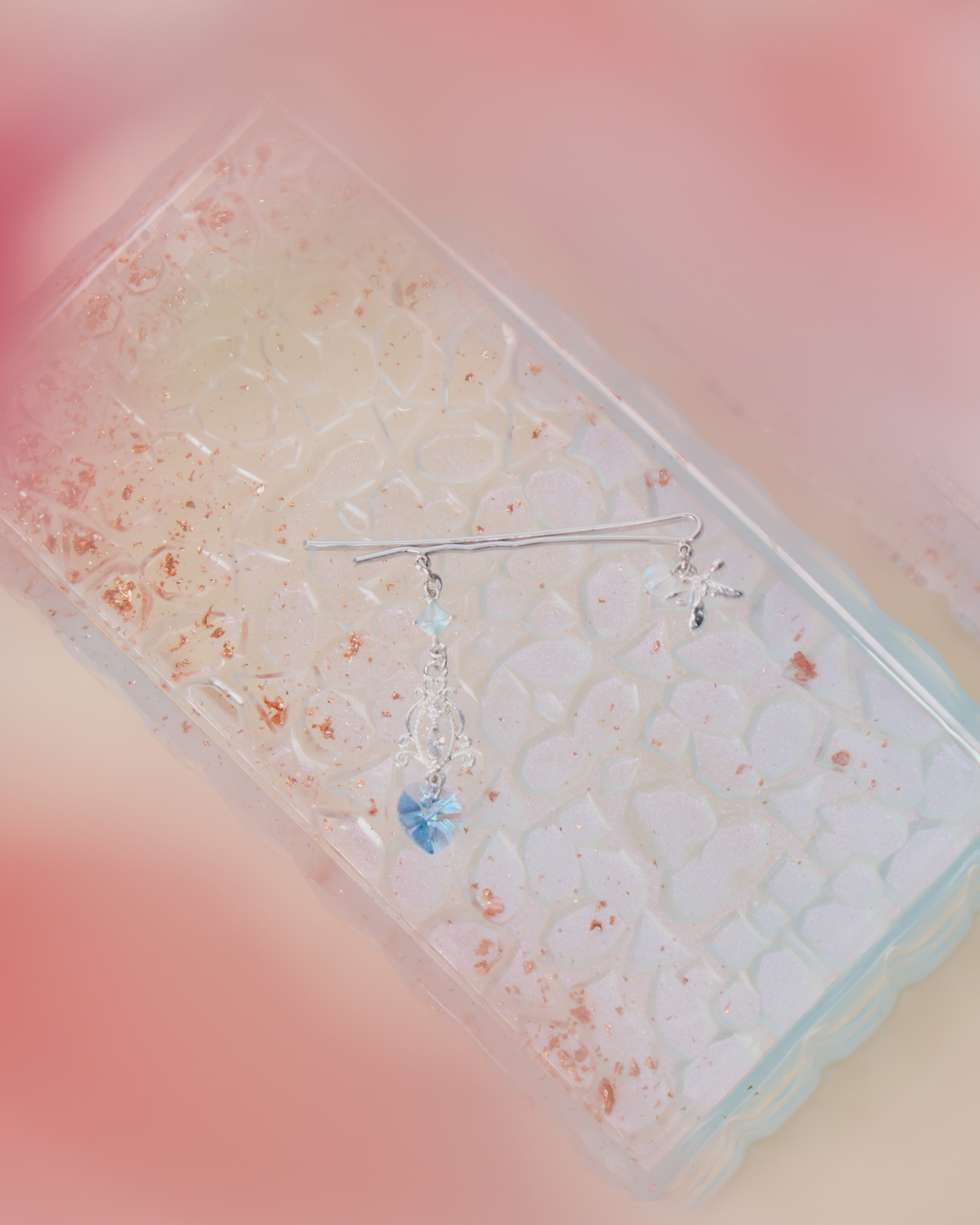 11448 珍珠水晶吊鏈一字夾