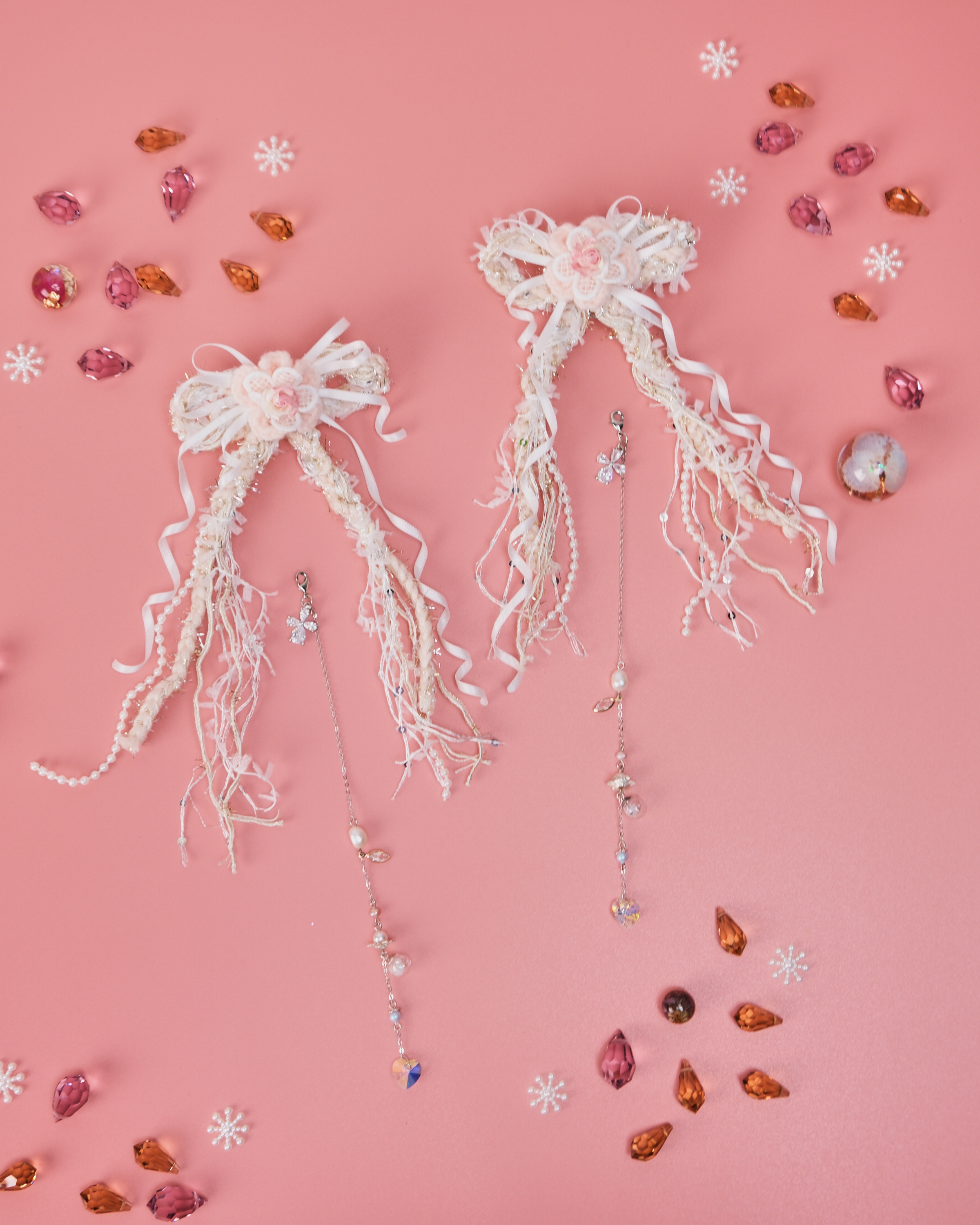 11491 草莓奶糖迷你蝴蝶結兩用鴨嘴夾套裝（配可拆式吊鏈）別注版