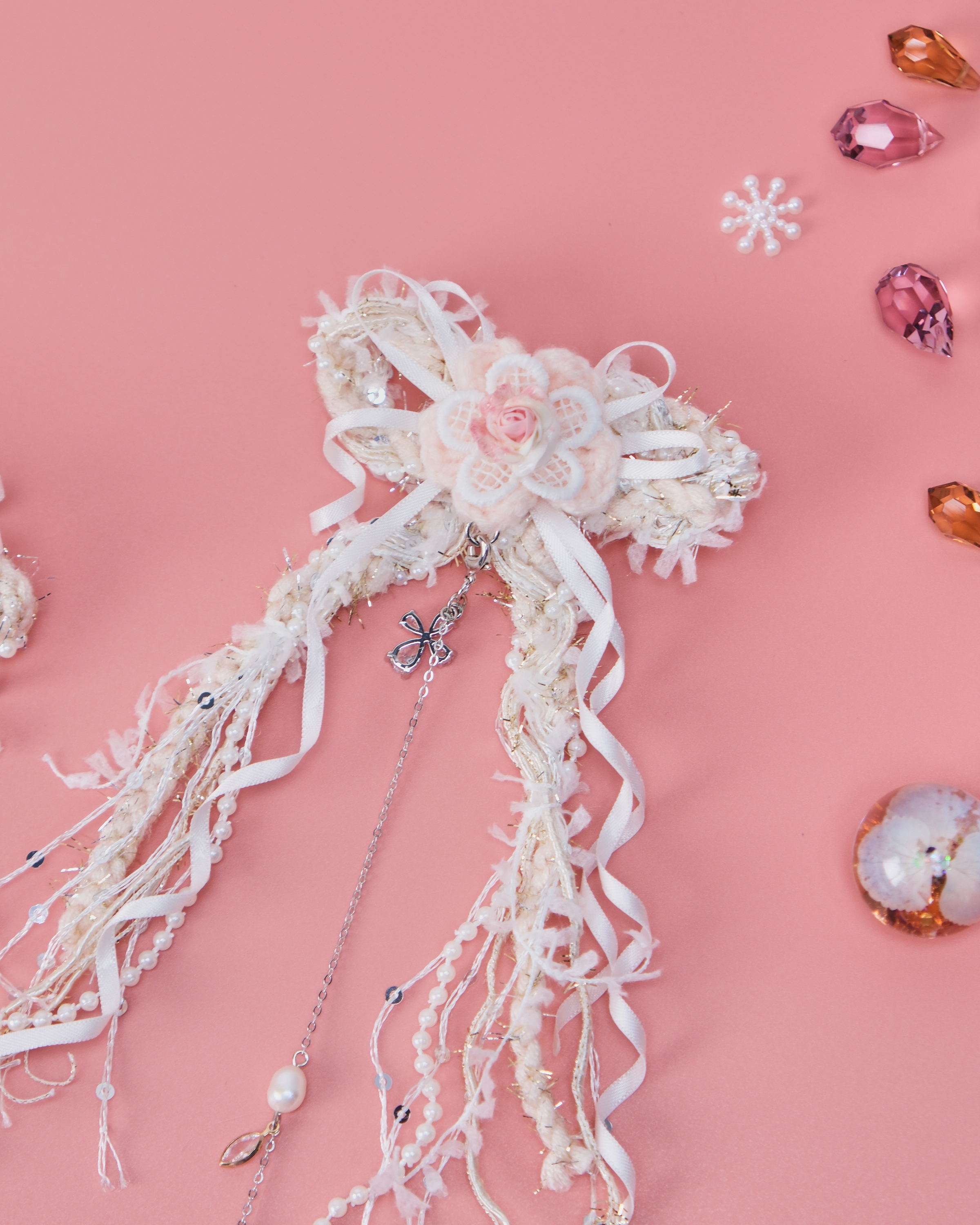 11491 草莓奶糖迷你蝴蝶結兩用鴨嘴夾套裝（配可拆式吊鏈）別注版