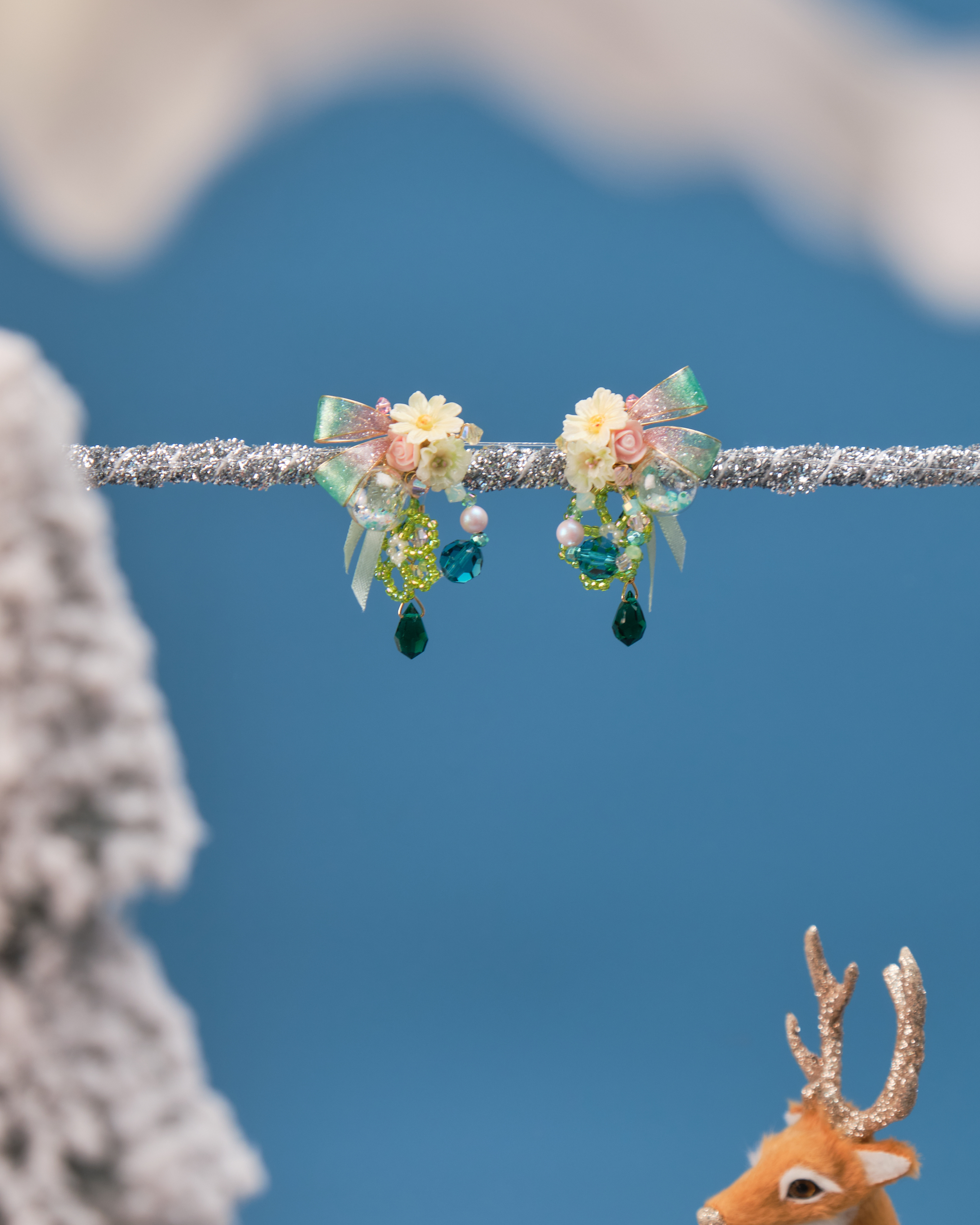 11520 閃爍銅線絲帶S925短耳環