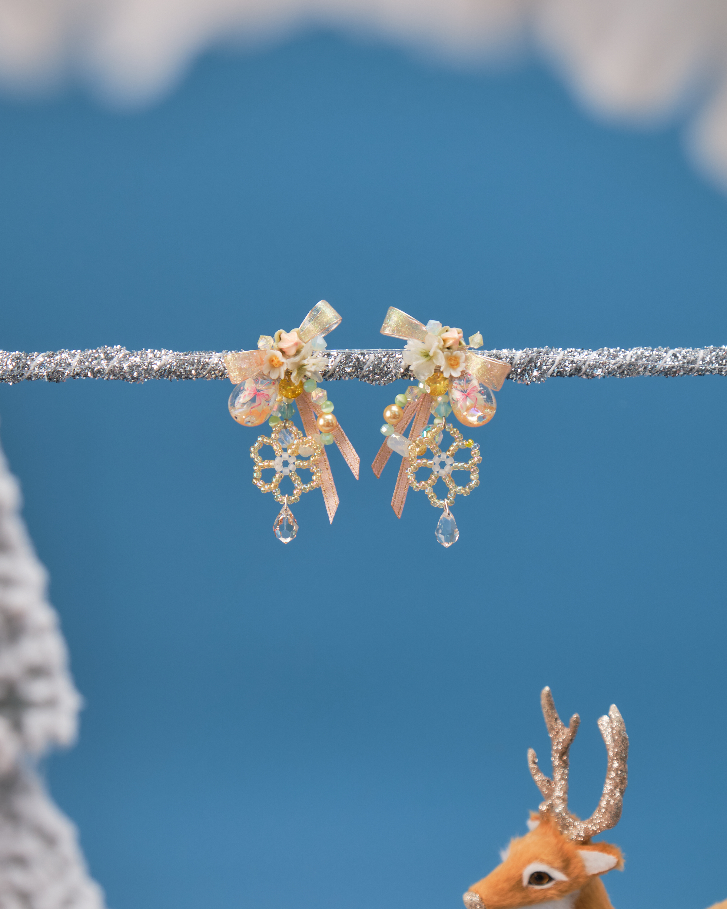 11519 閃爍銅線絲帶S925短耳環