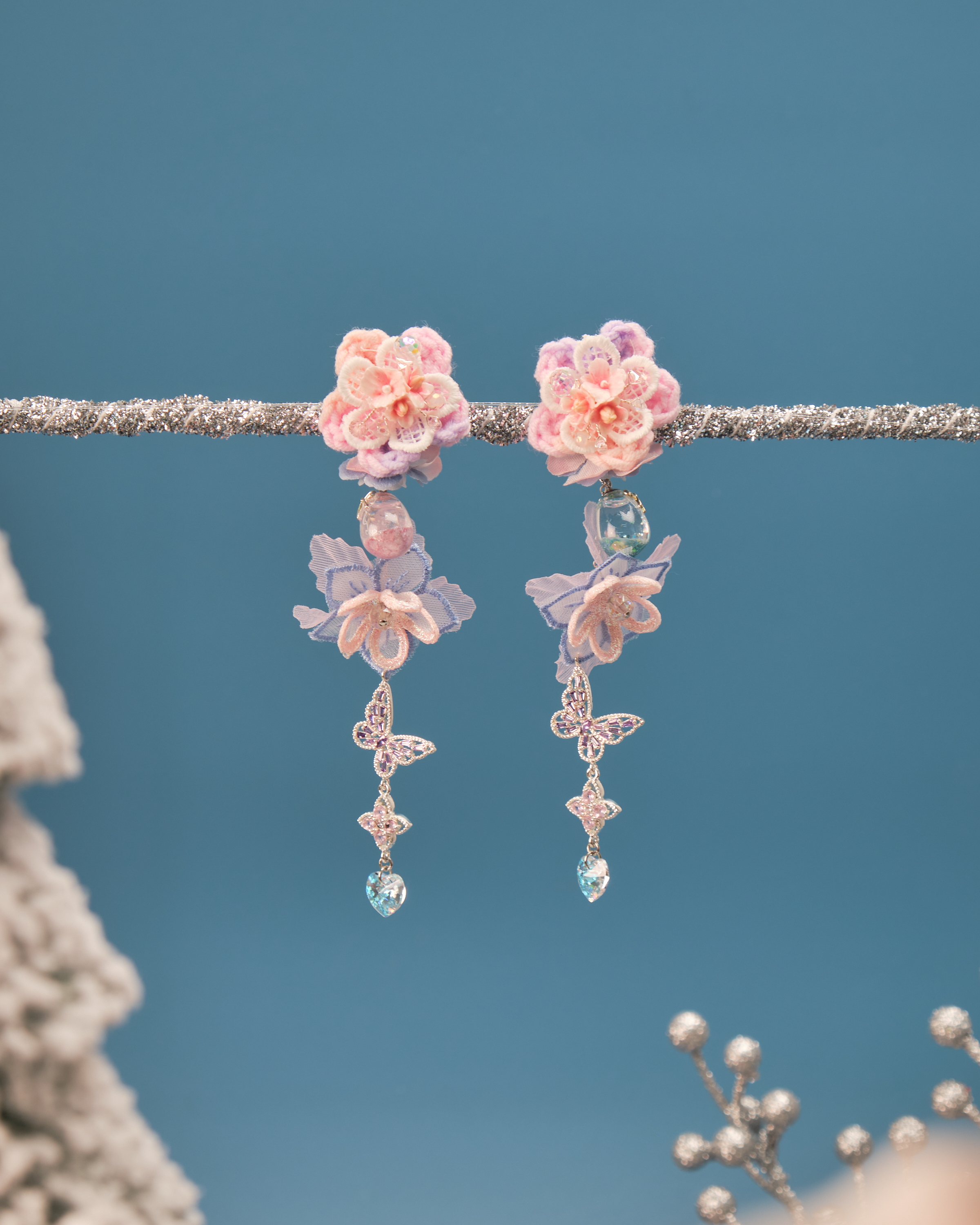 11526 勾織蕾絲花束S925耳環