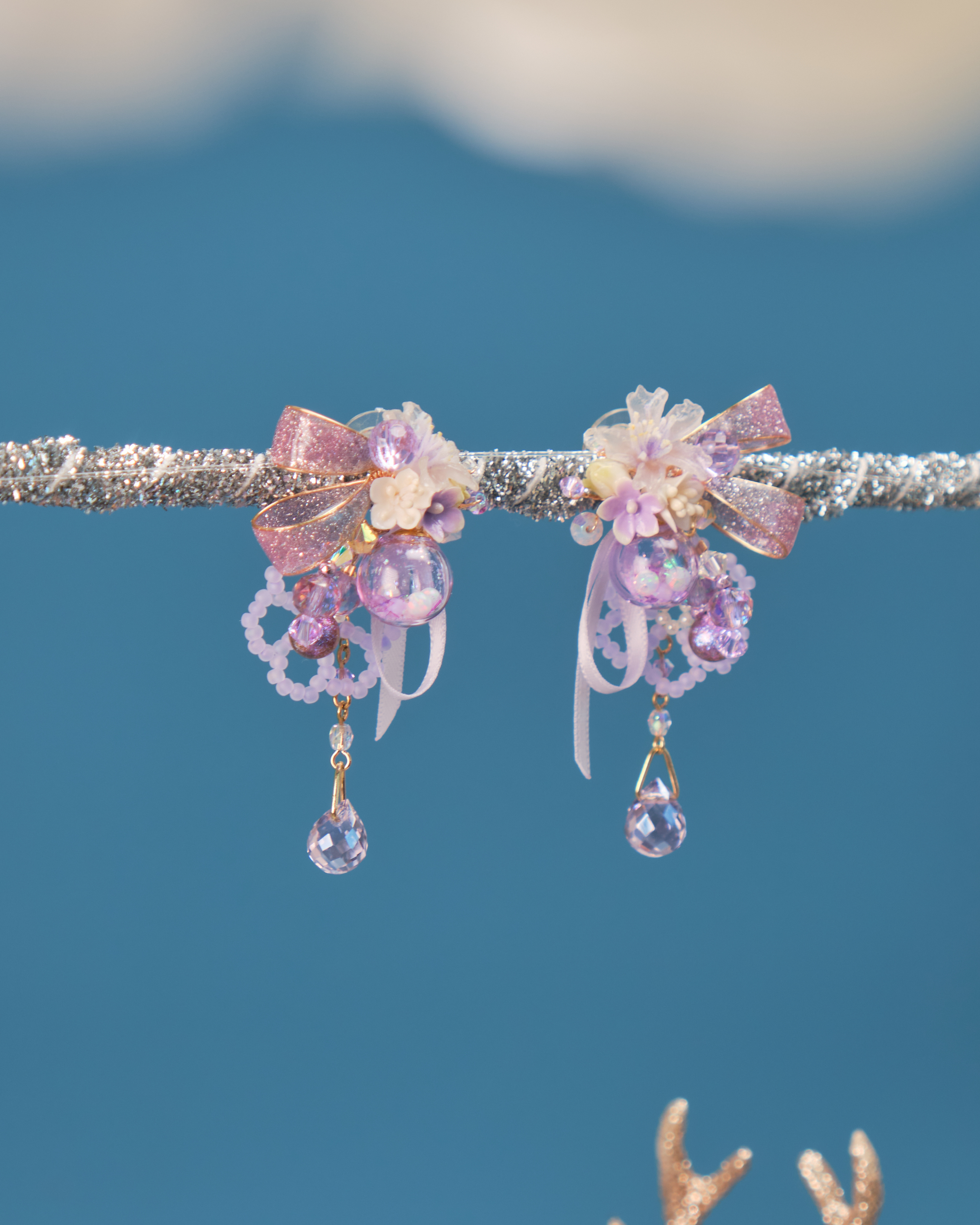 11522 閃爍銅線絲帶S925短耳環