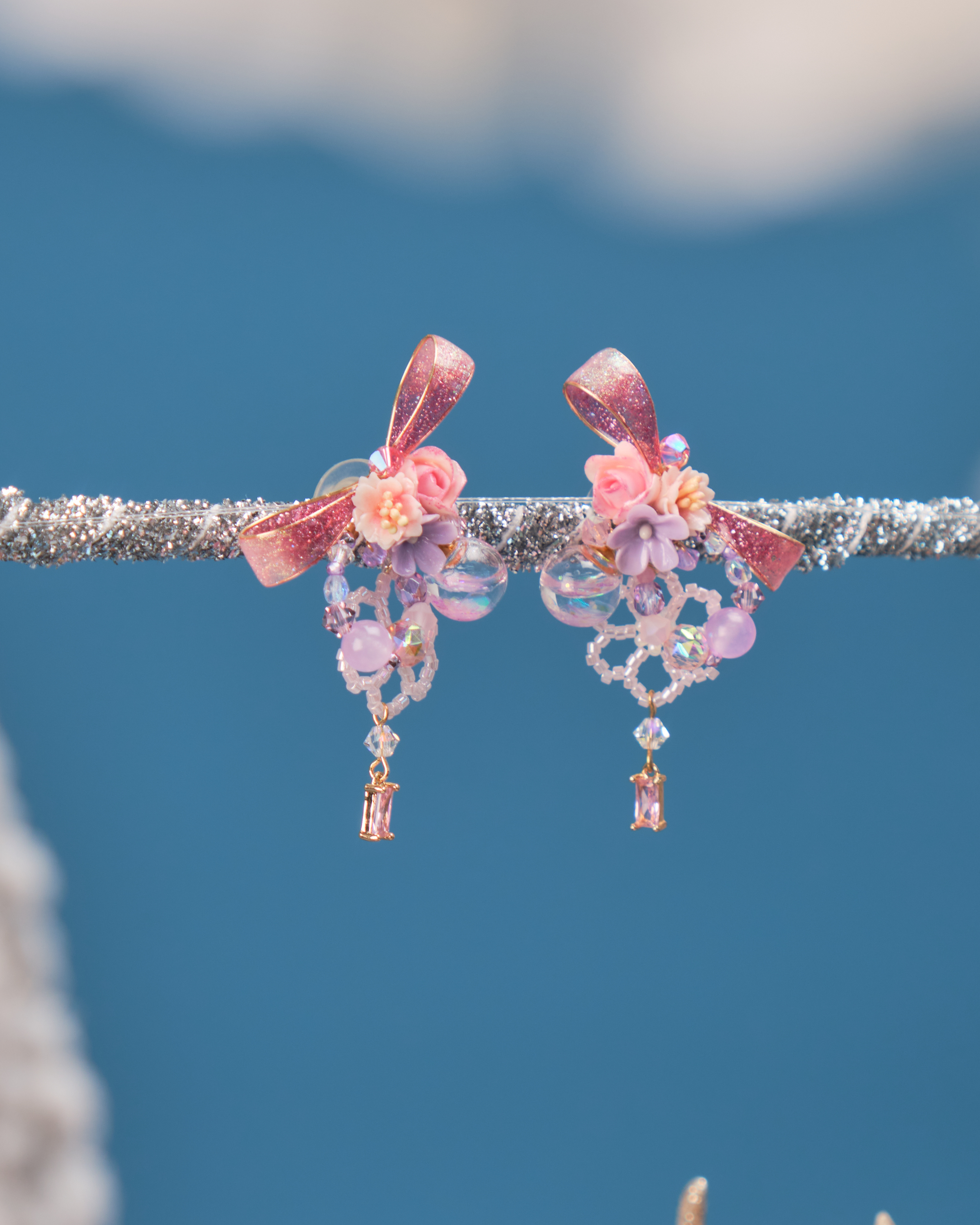 11521 閃爍銅線絲帶S925短耳環