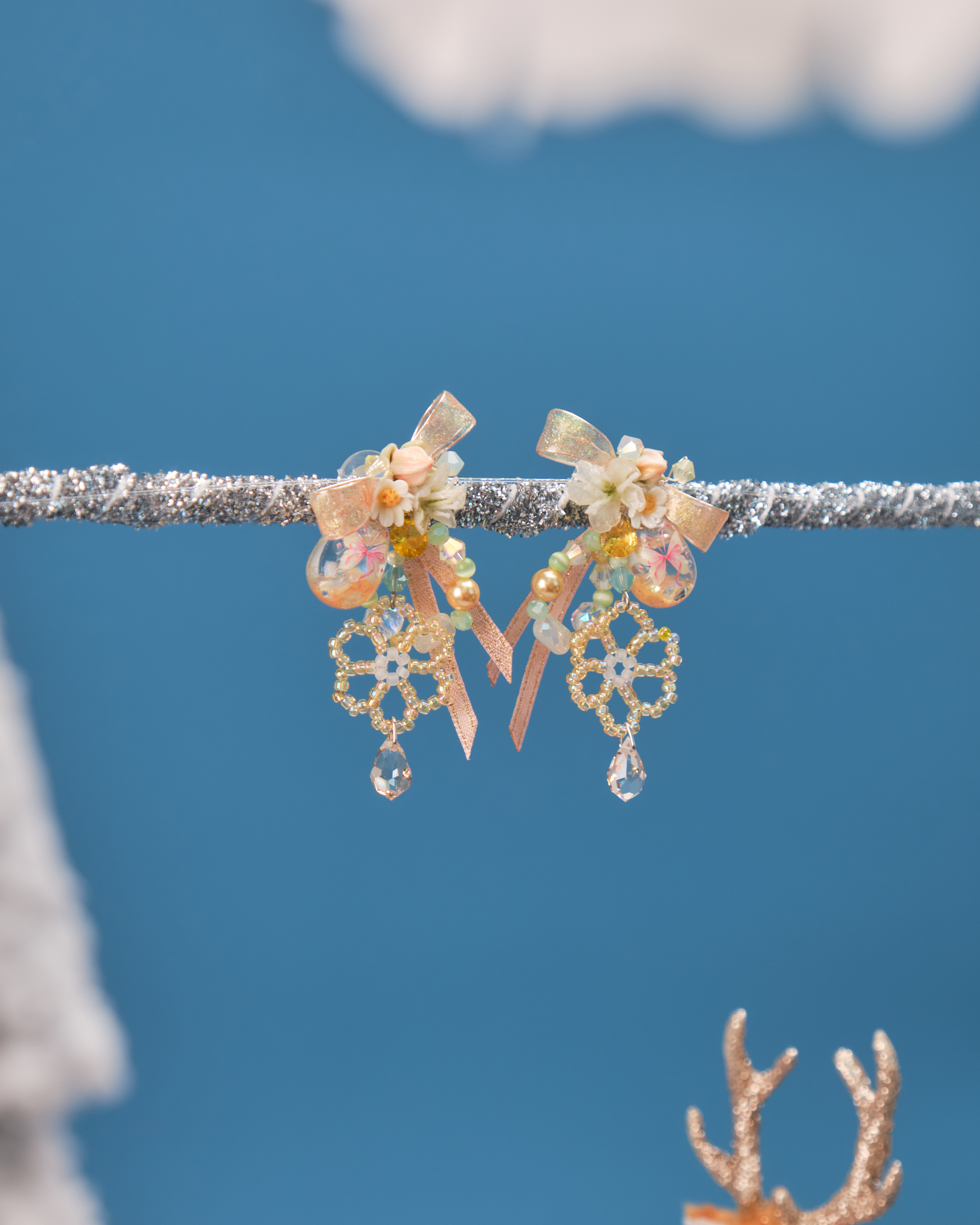 11519 閃爍銅線絲帶S925短耳環