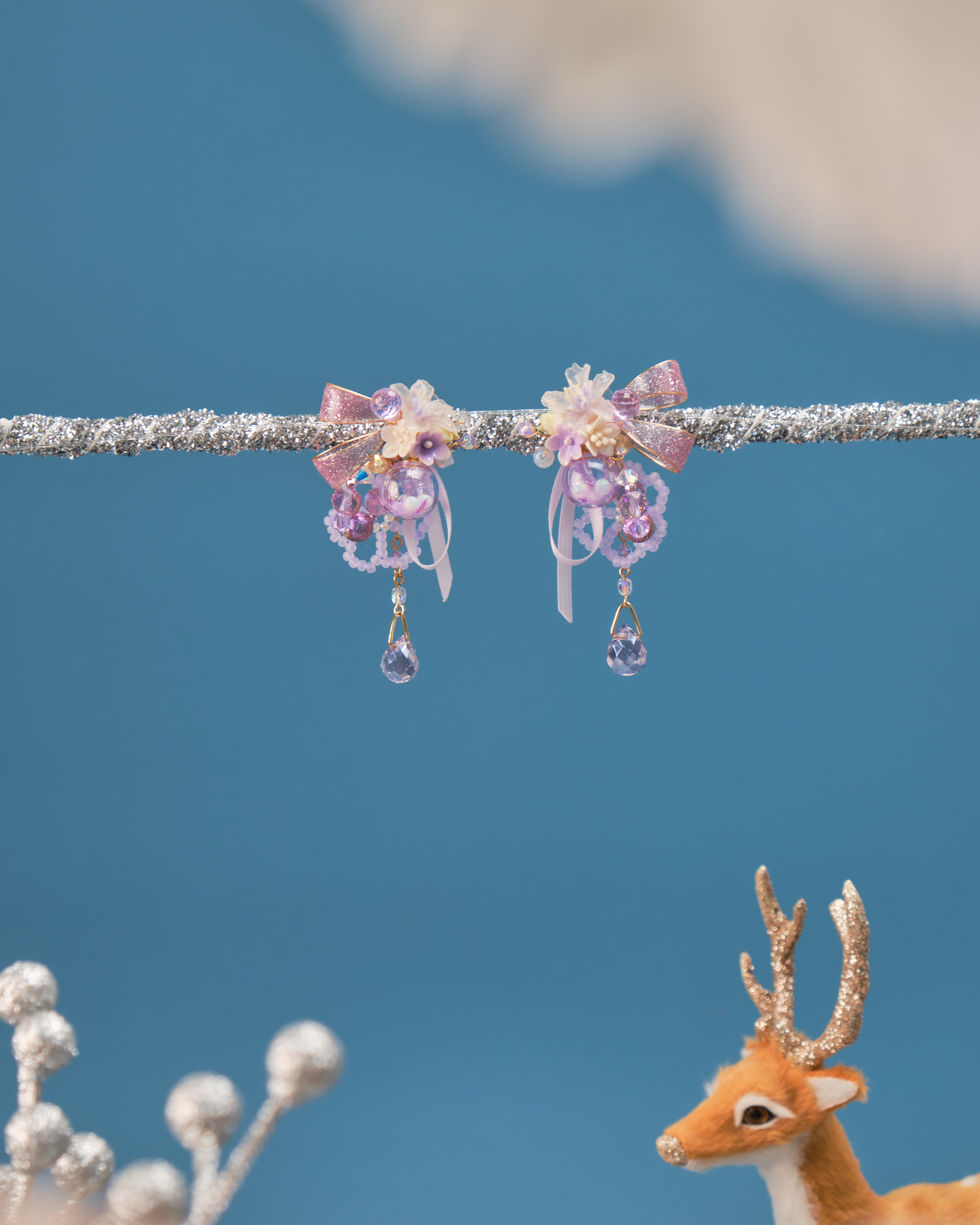 11522 閃爍銅線絲帶S925短耳環