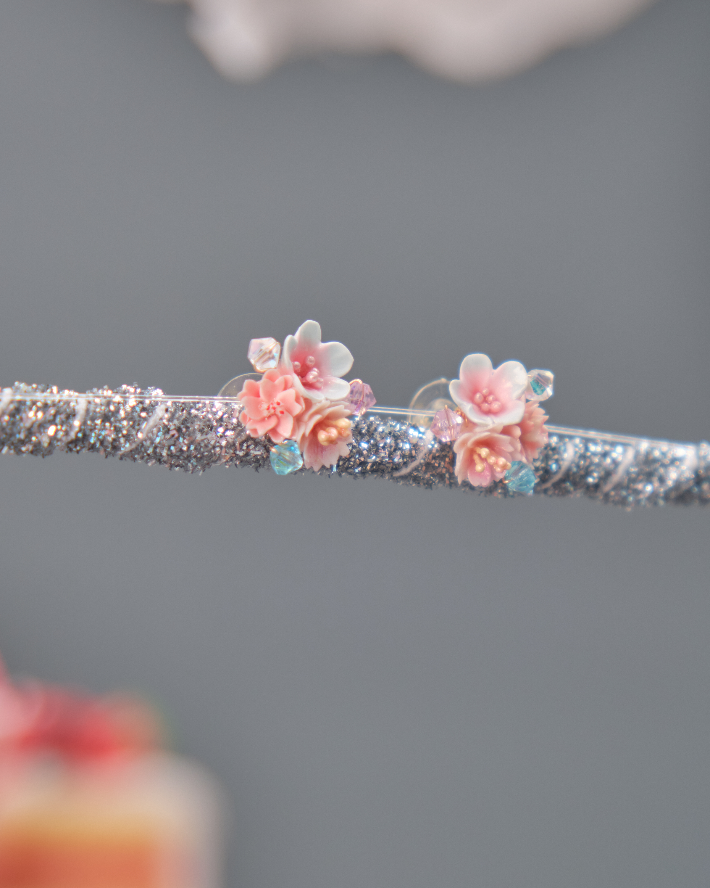 11531 迷你絲帶手棒花2合1 S925耳環