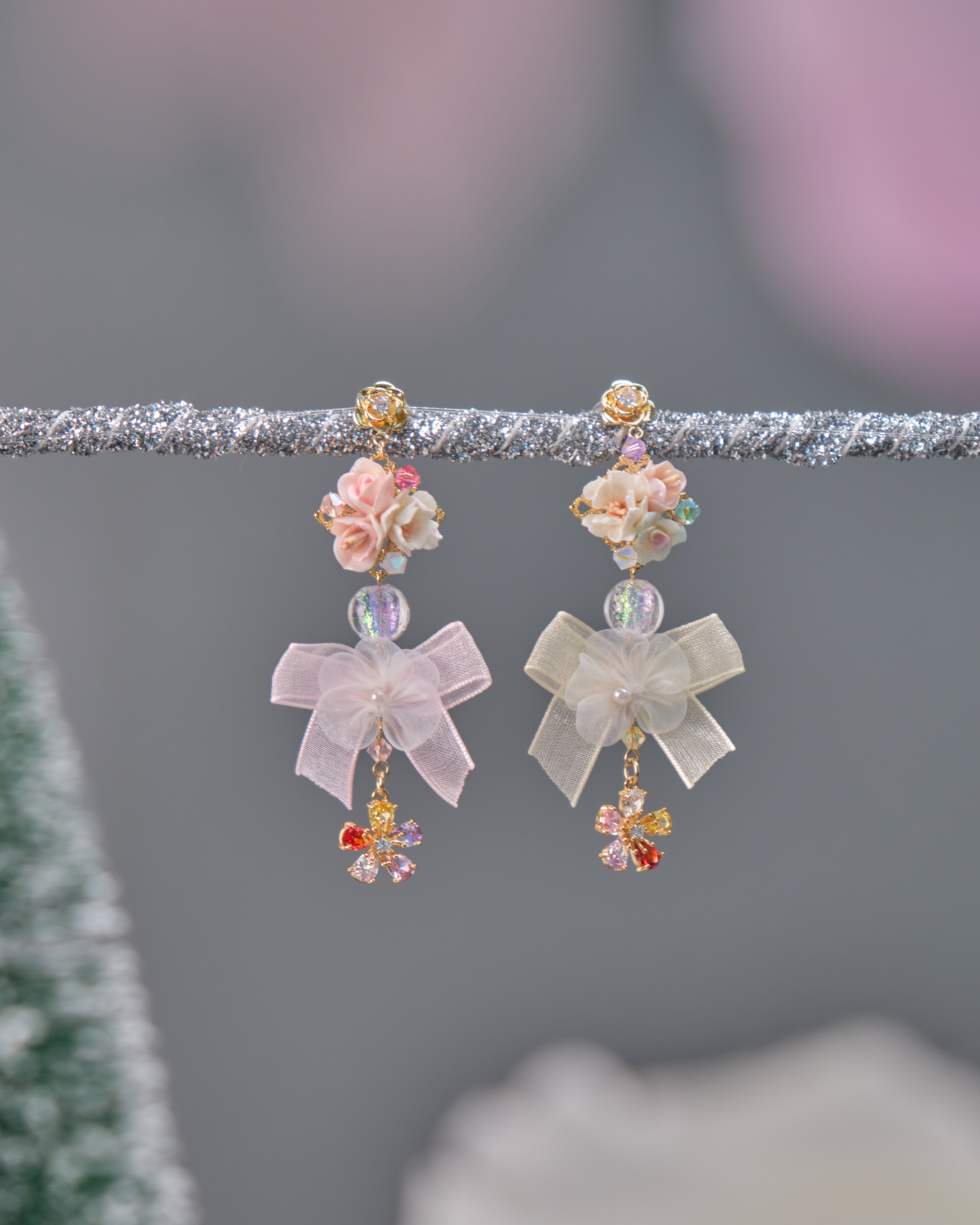 11536 鴛鴦糖果兩用S925長耳環