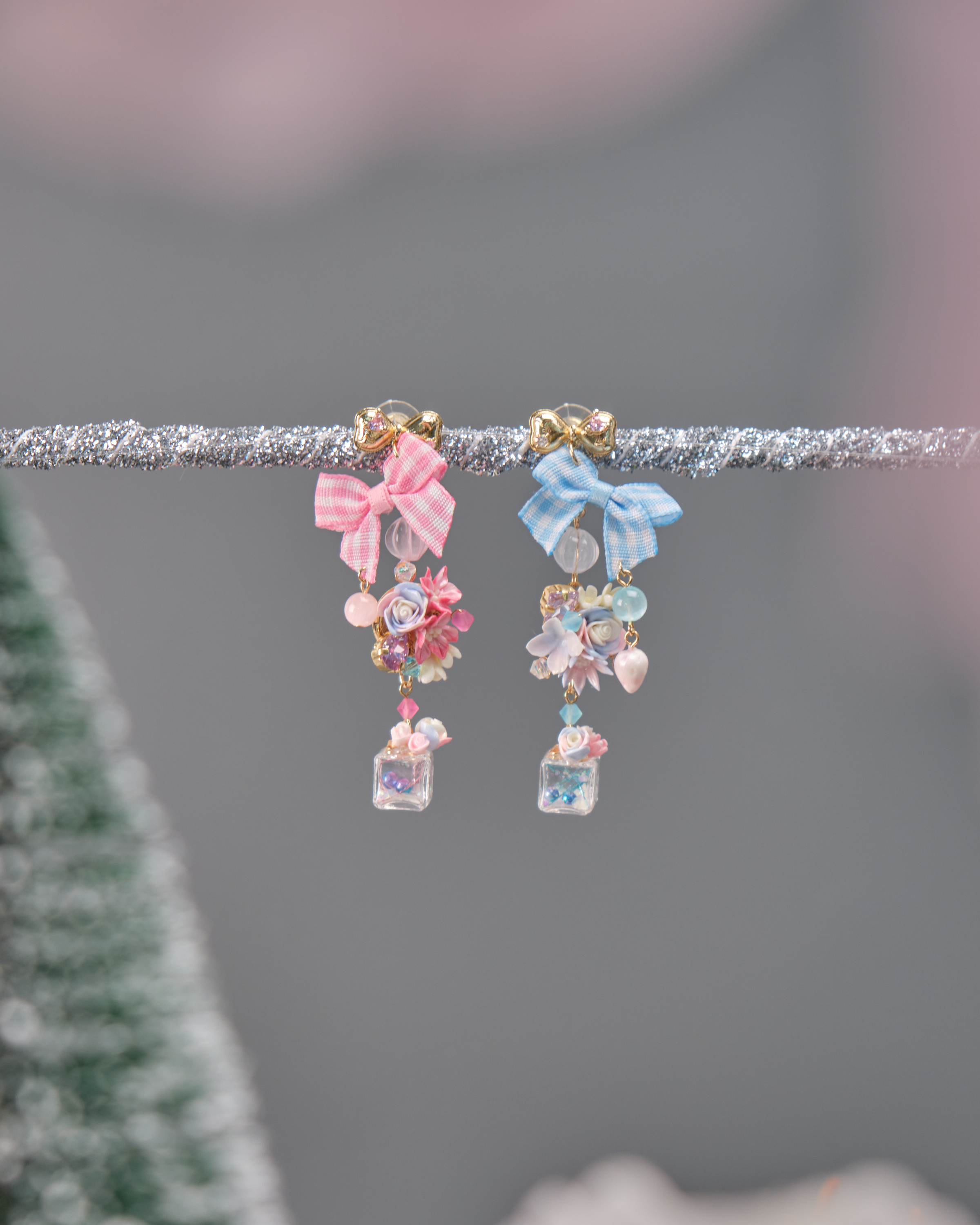 11539 鴛鴦糖果兩用S925長耳環