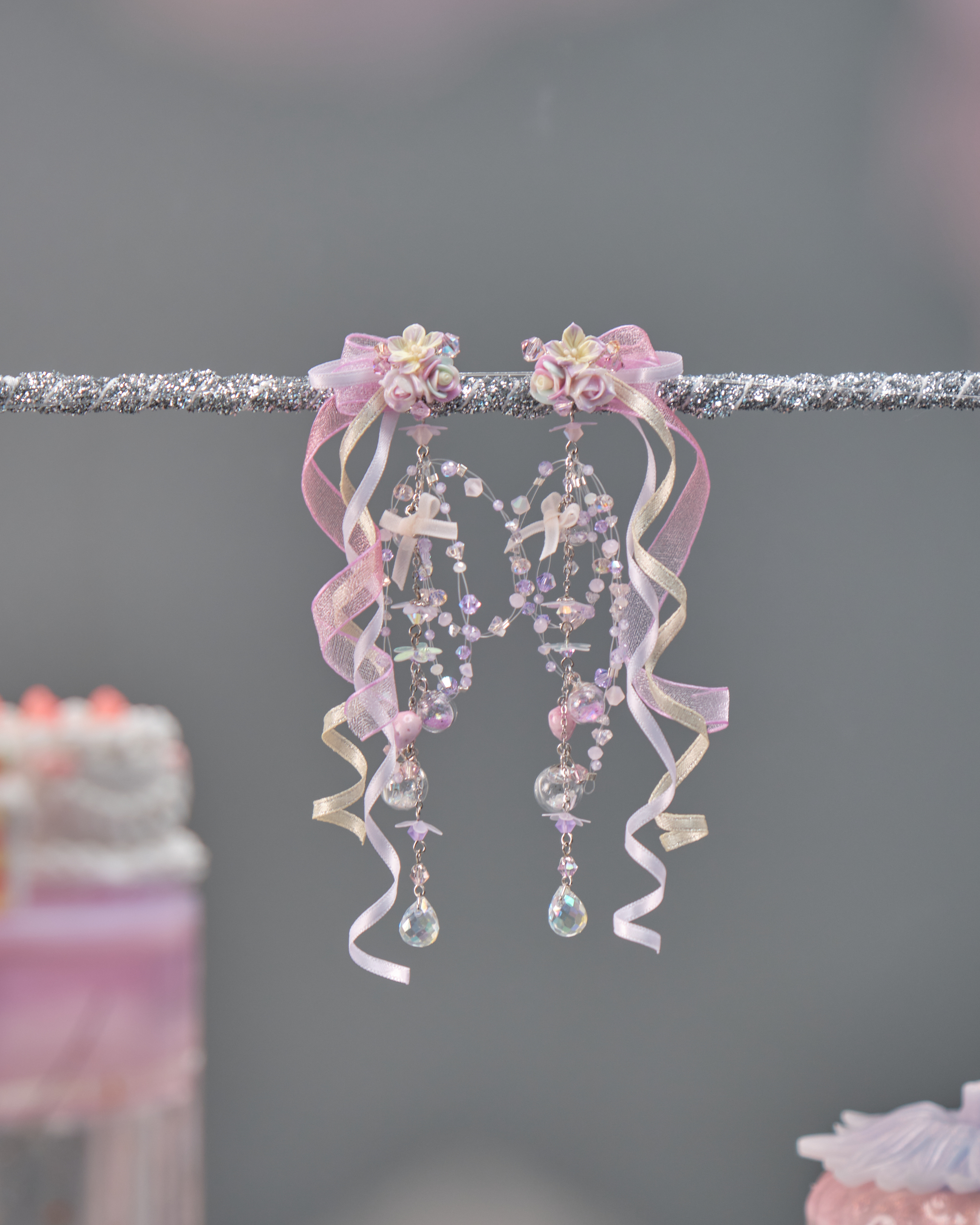 11542 洌-綵帶鳳凰水球長耳環別注版