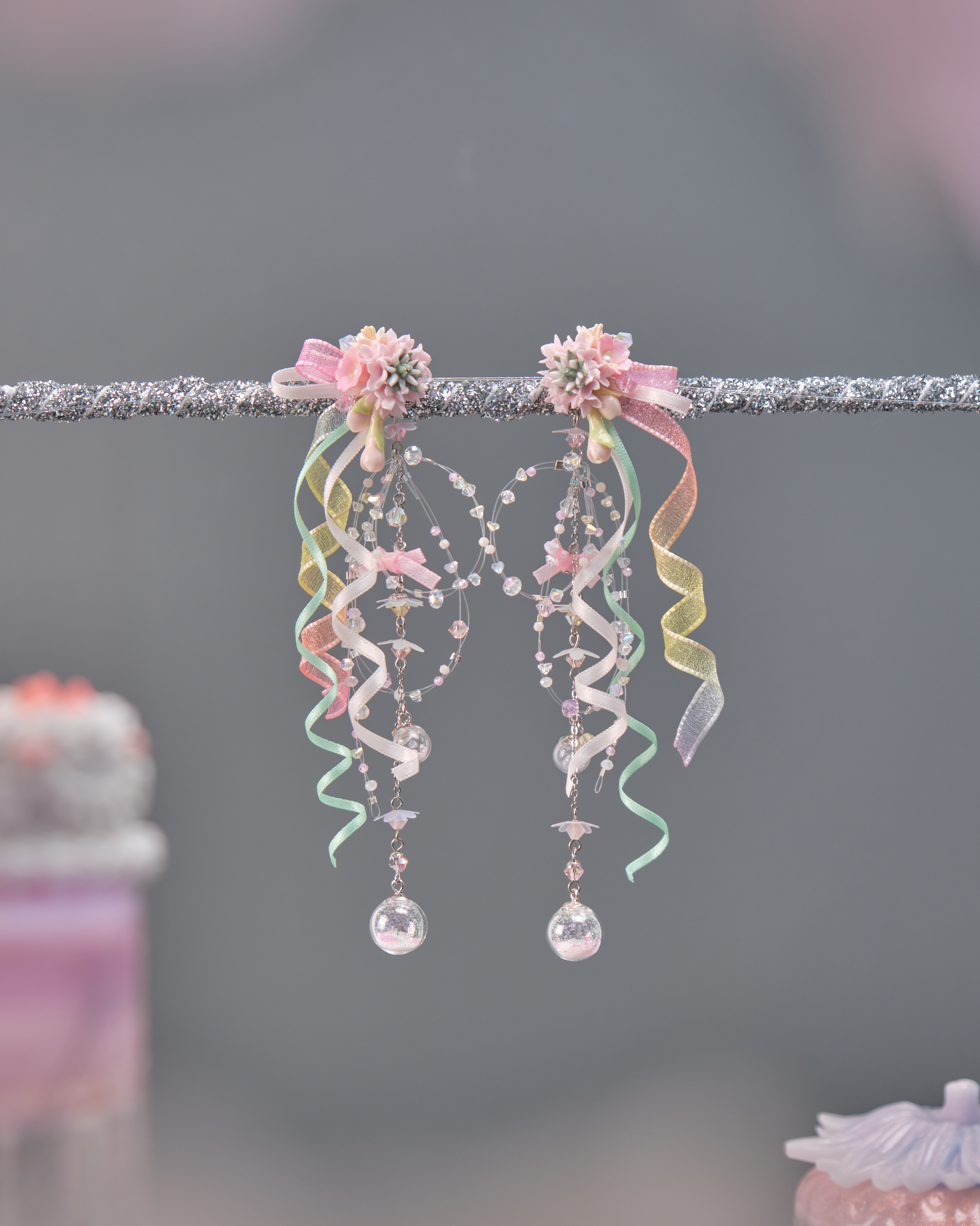 11545 洌-綵帶鳳凰水球長耳環別注版