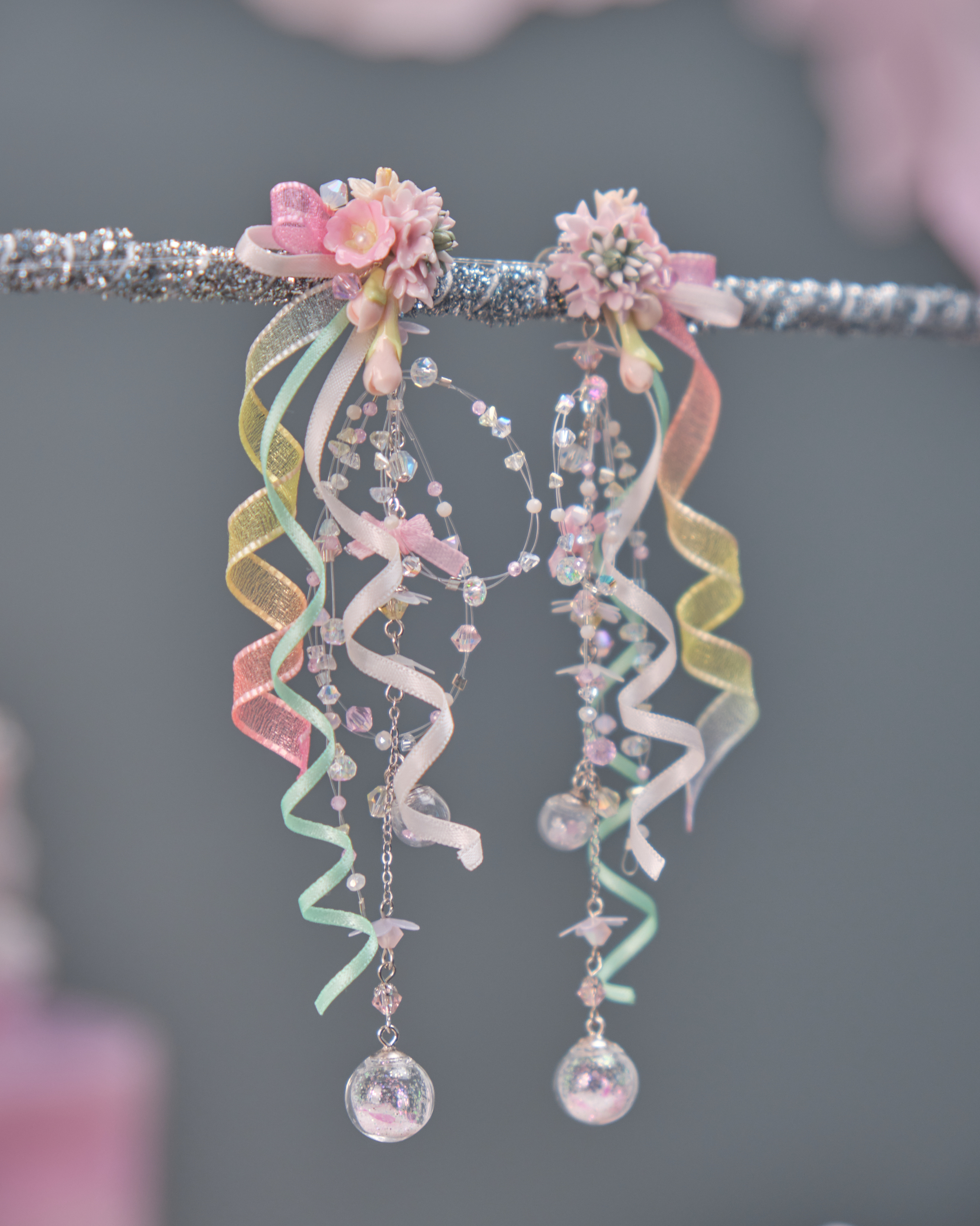 11545 洌-綵帶鳳凰水球長耳環別注版