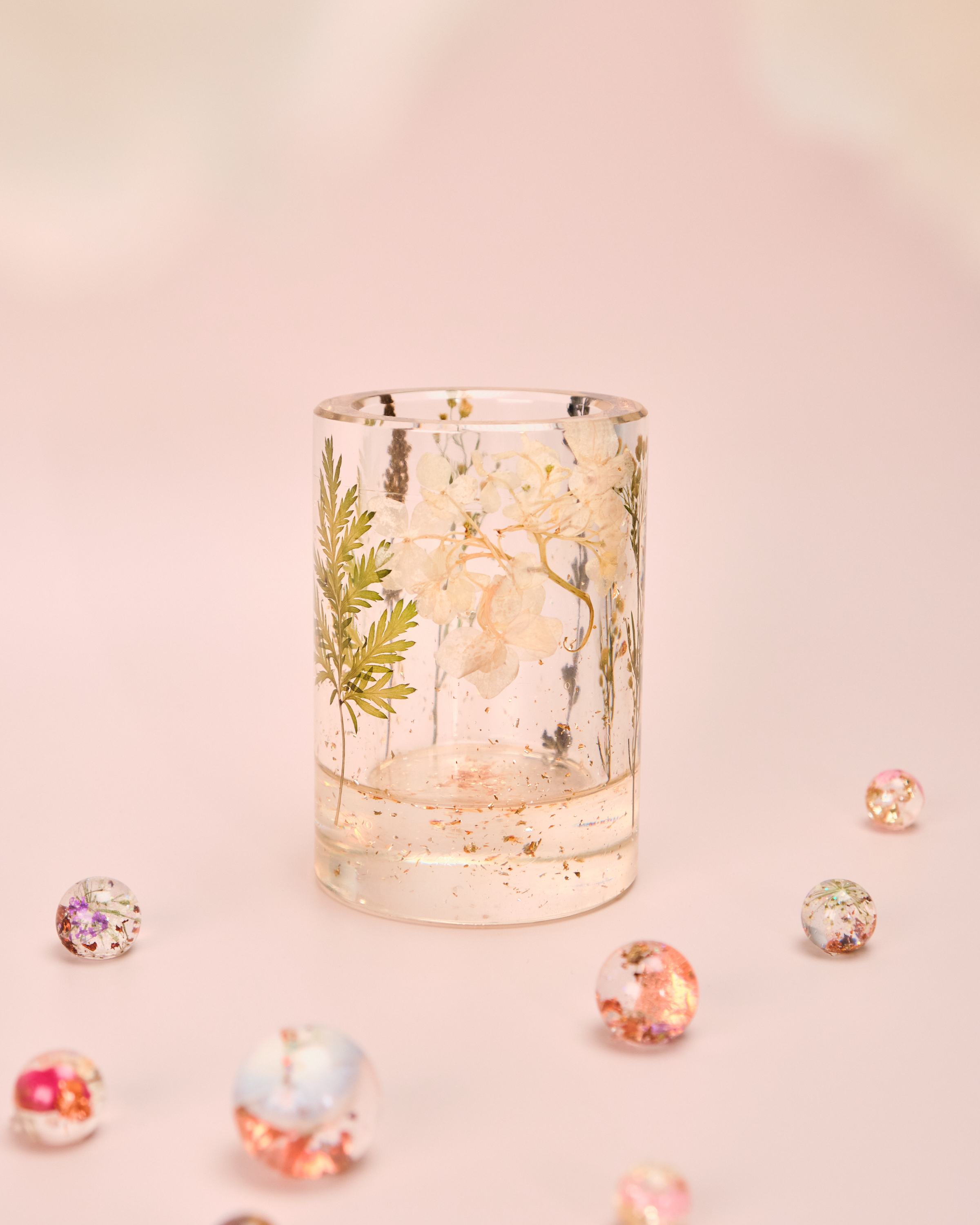 11563 乾花標本樹脂筆筒