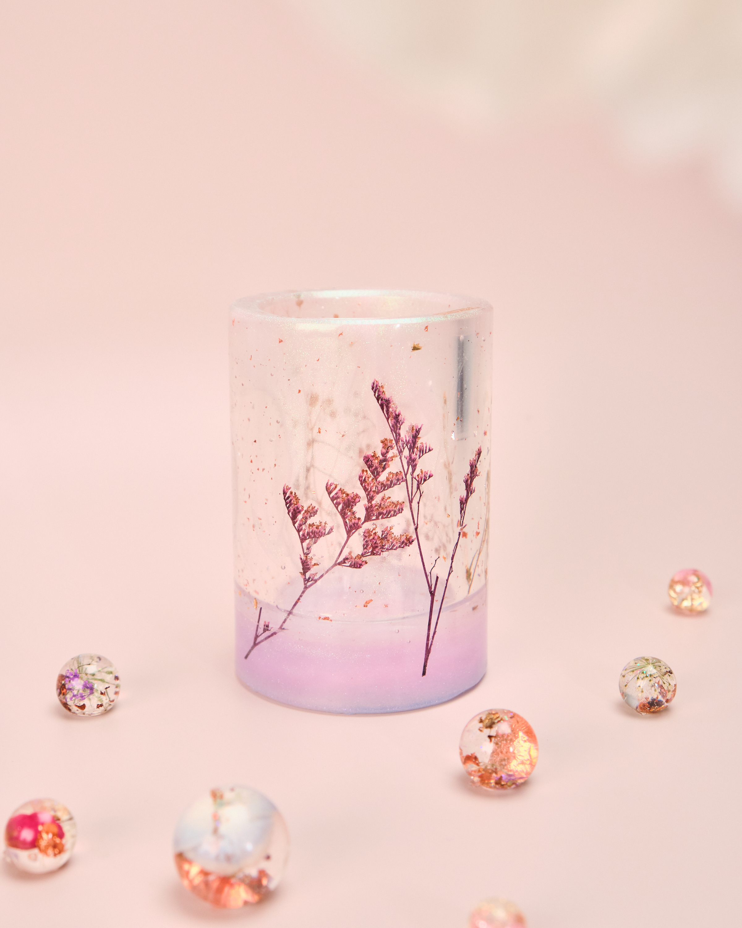 11564 乾花標本樹脂筆筒