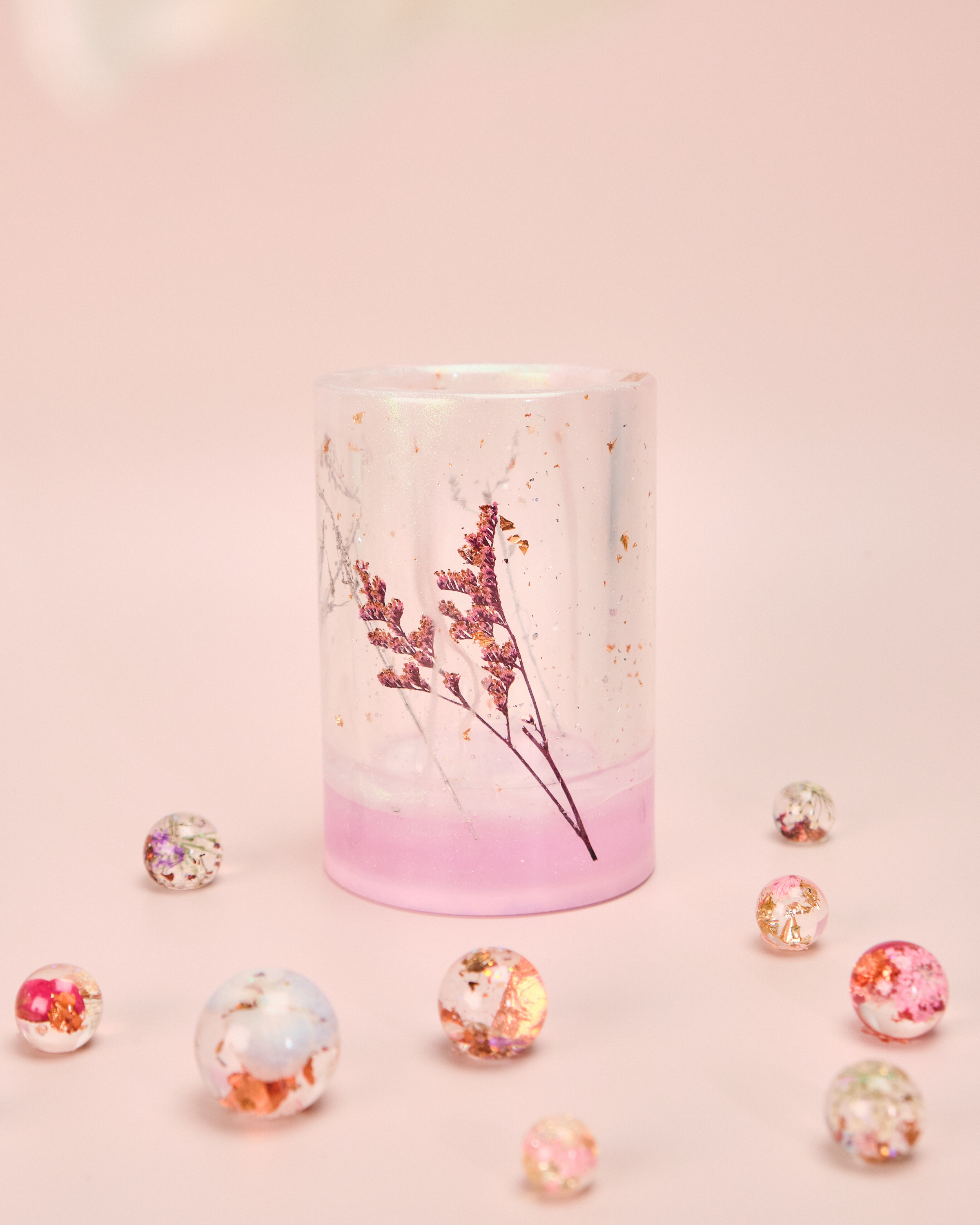 11566 乾花標本樹脂筆筒