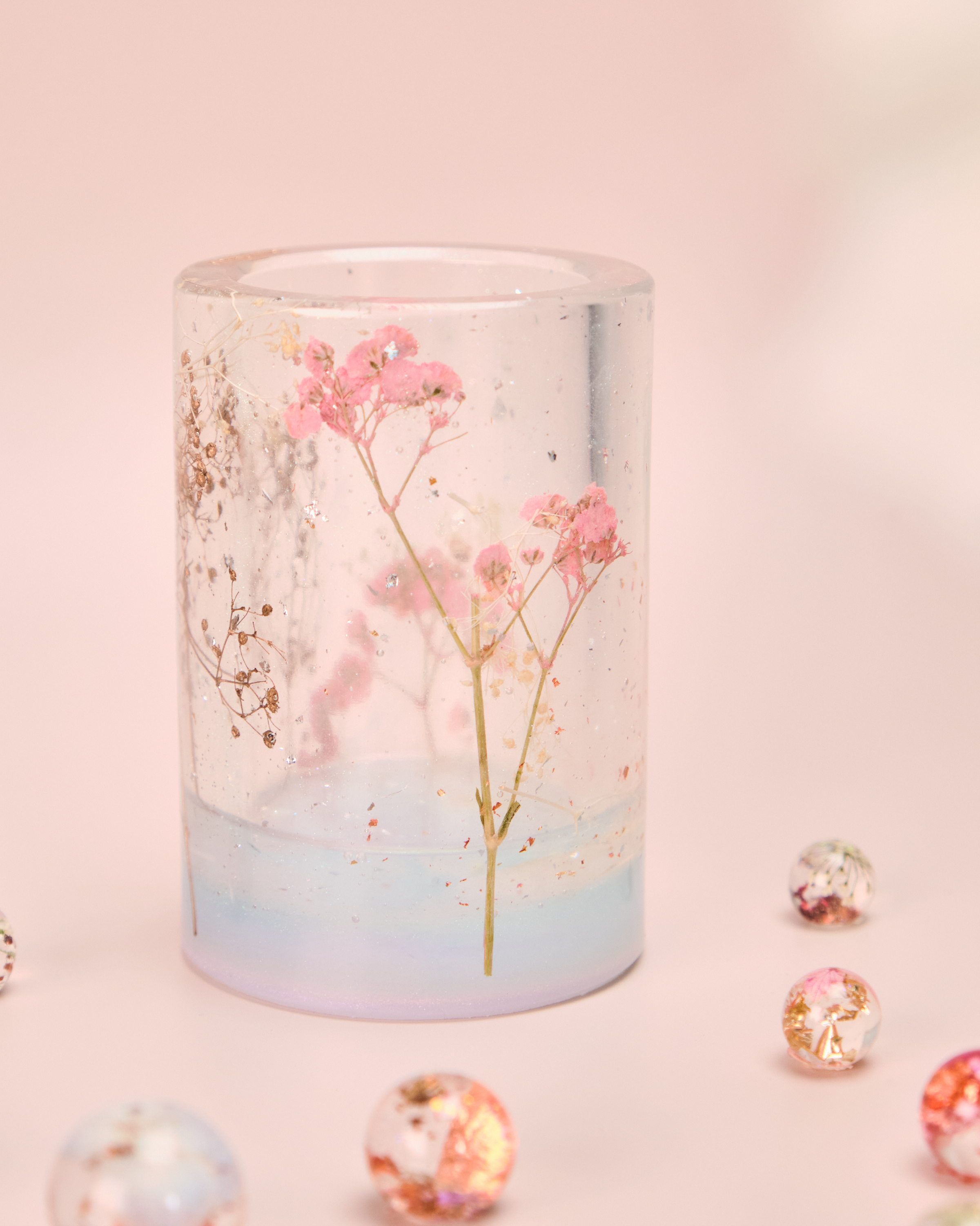 11562 乾花標本樹脂筆筒