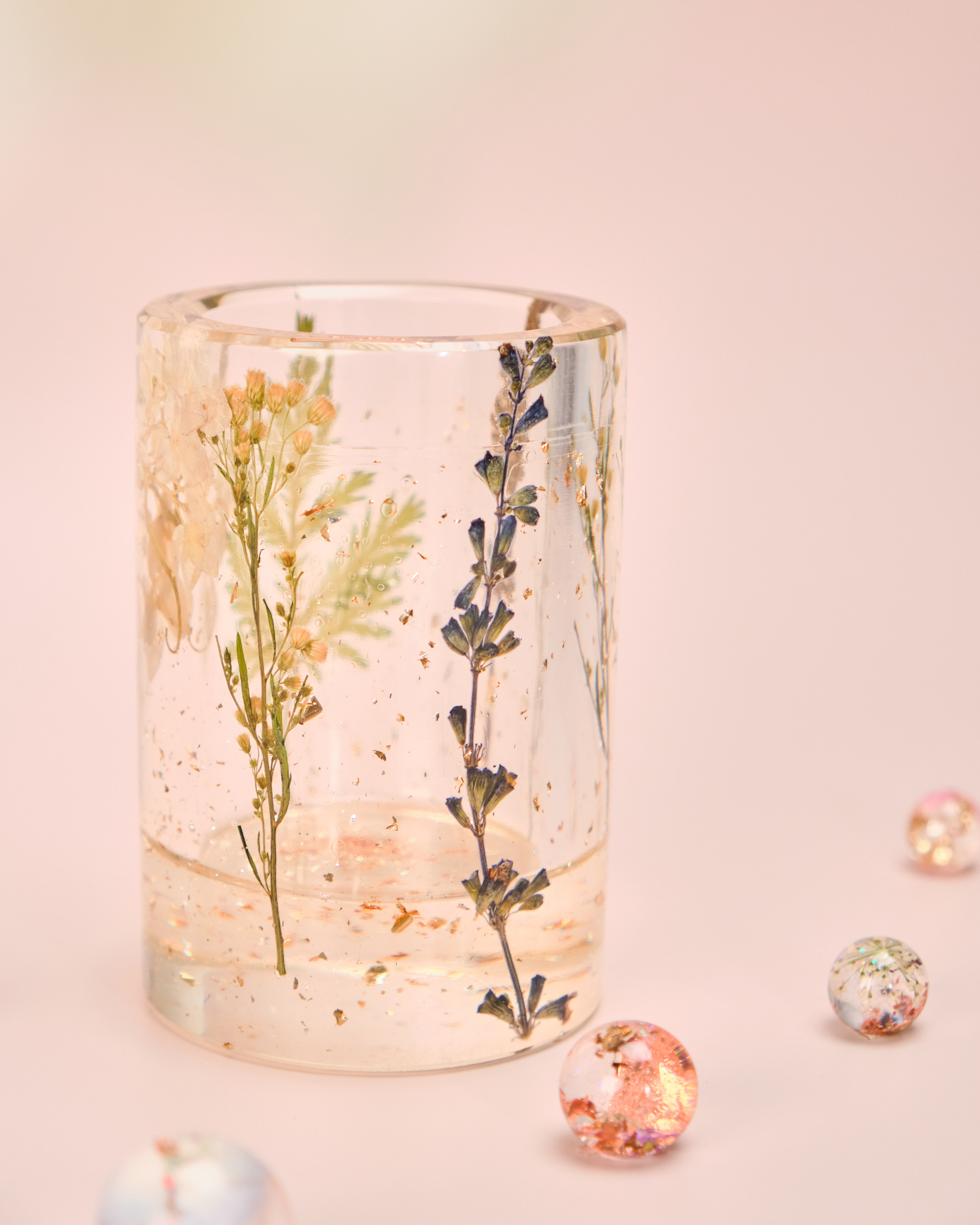 11563 乾花標本樹脂筆筒