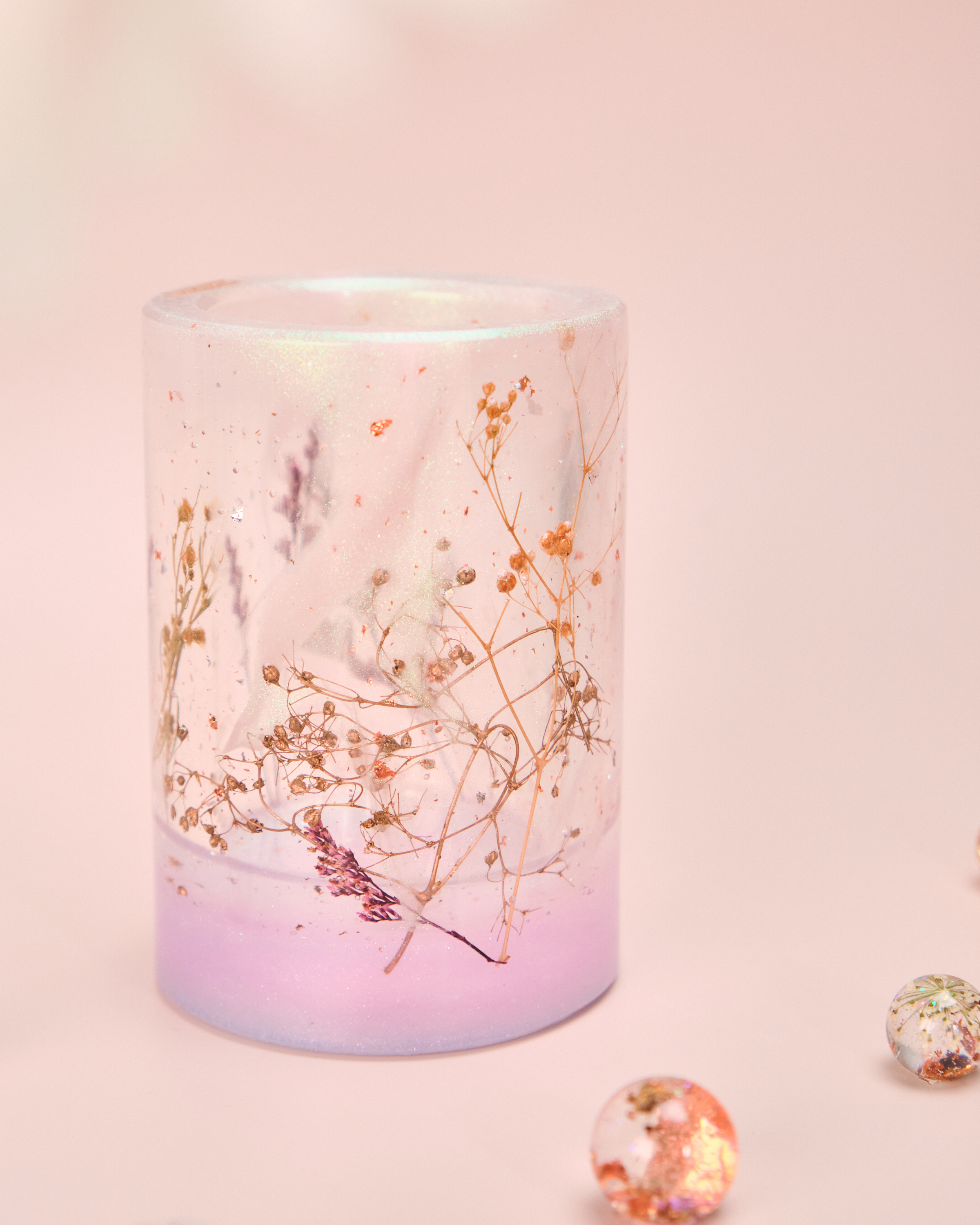 11564 乾花標本樹脂筆筒