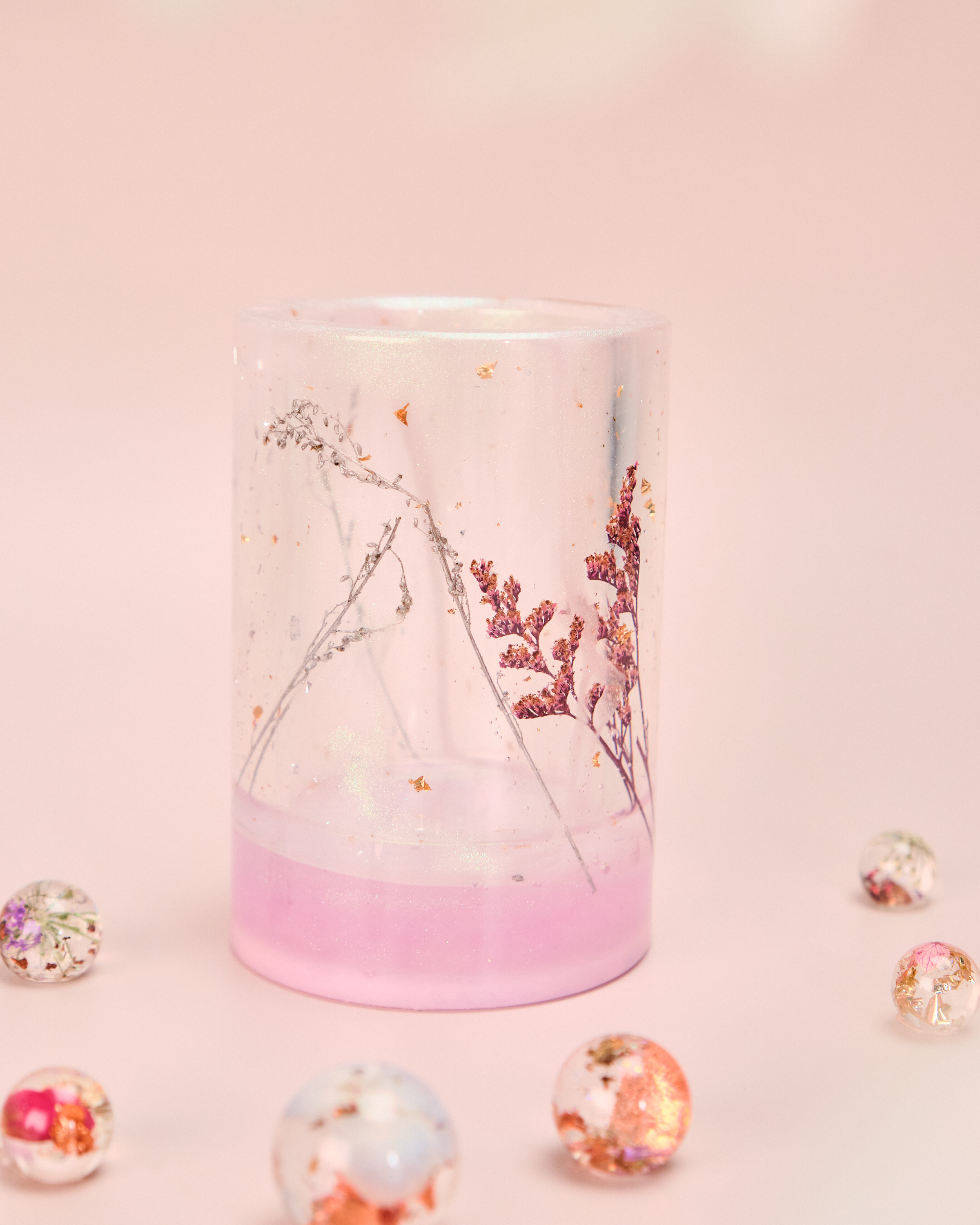 11566 乾花標本樹脂筆筒