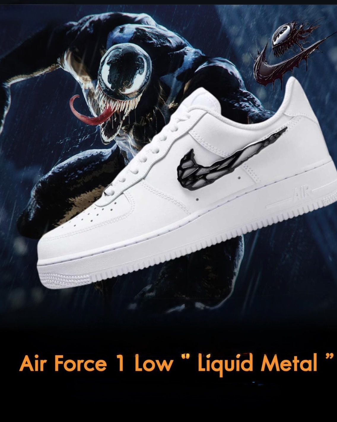 Nike Air Force 1 Low Surfaces in "Liquid Metal Swoosh" 毒液 液態黑 猛毒