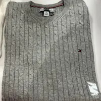 [S] TOMMY HILFIGER LONG SLEEVE CABLE KNIT SWEATER,GRAY, 76J4735-030 [FINAL SALE] (STH875)