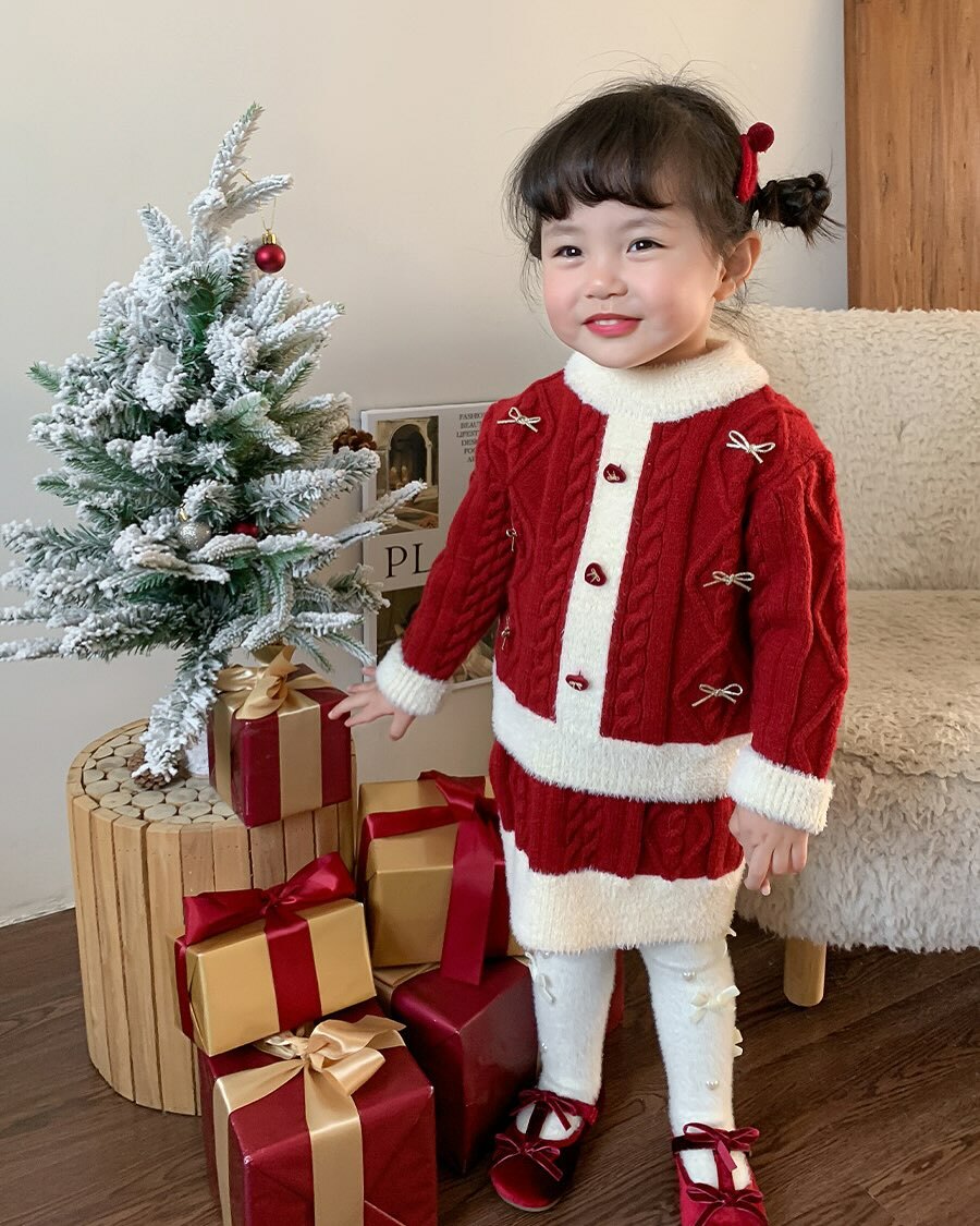 喜氣洋洋針織蝴蝶結套裝