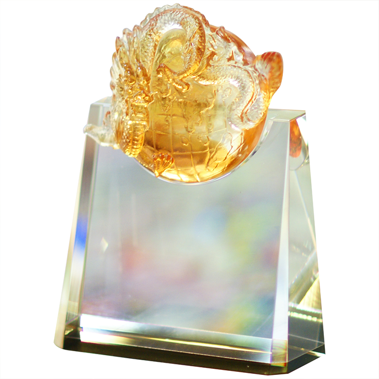 鹿港窯琉璃擺飾獎座｜龍鳳麒麟系列 龍行天下B 氣勢磅礡的琉璃擺飾與獎牌典範