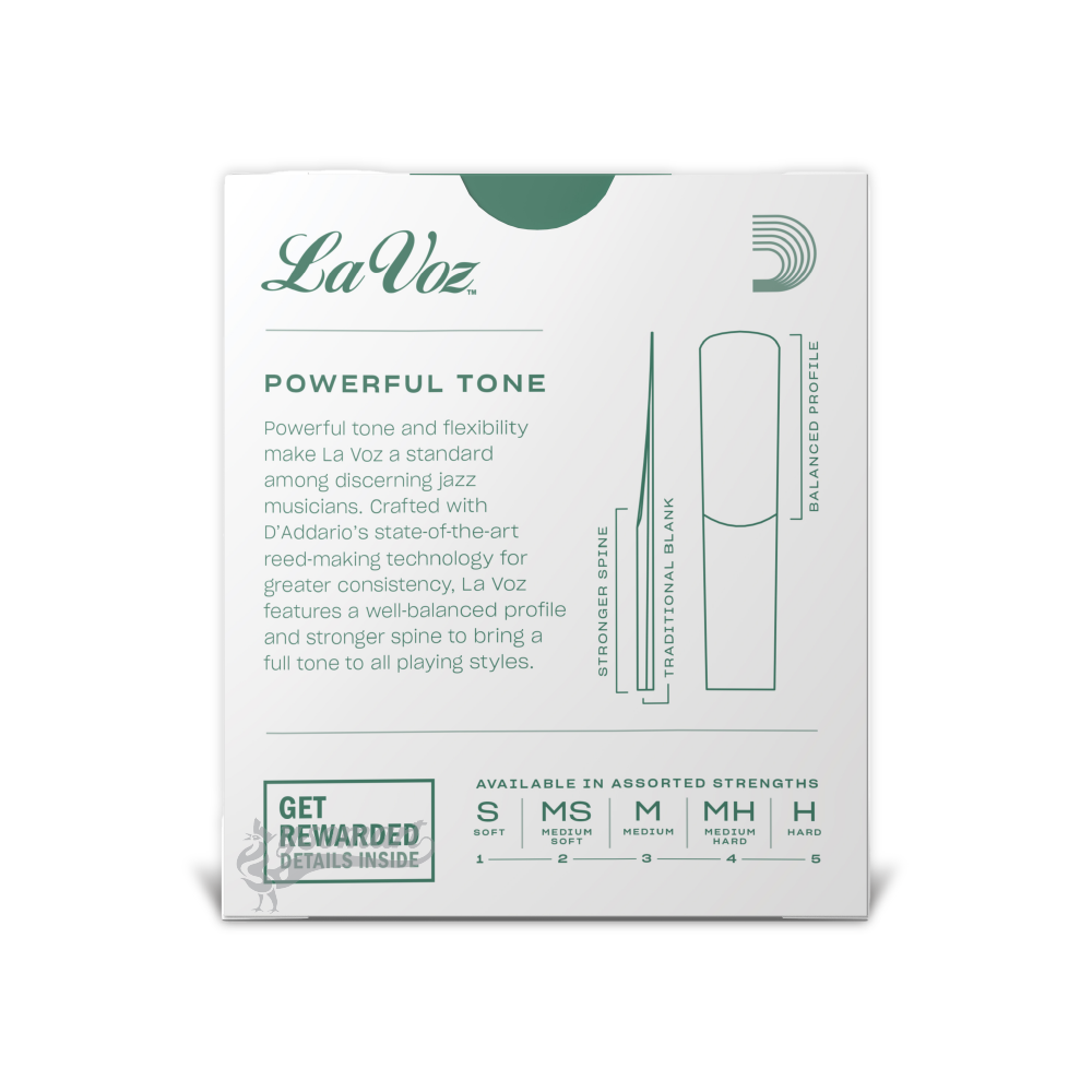 D’Addario La Voz Alto 中音薩克斯風 Medium-Soft 2.0號竹片 (10片裝)