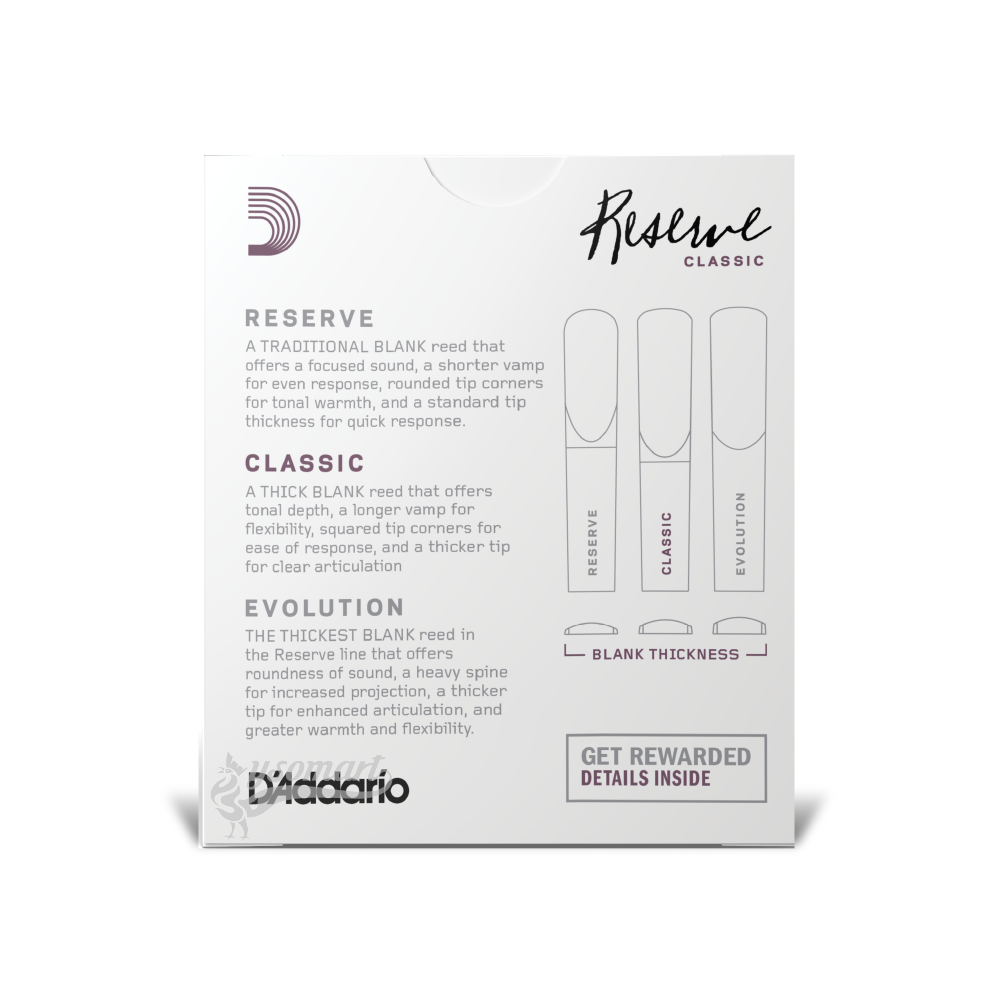 D’Addario Reserve Classic B♭黑管 2.0號竹片 (10片裝)