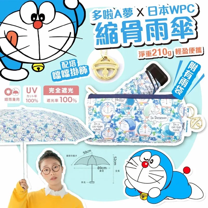 wpc聯名系列x哆啦A夢縮骨雨傘