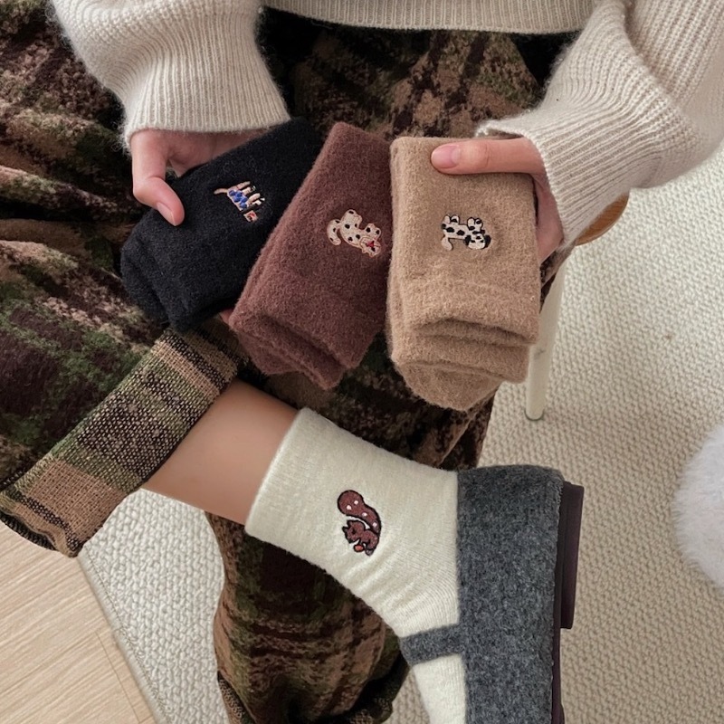 《12106》松鼠狗狗喵喵澳絨短襪