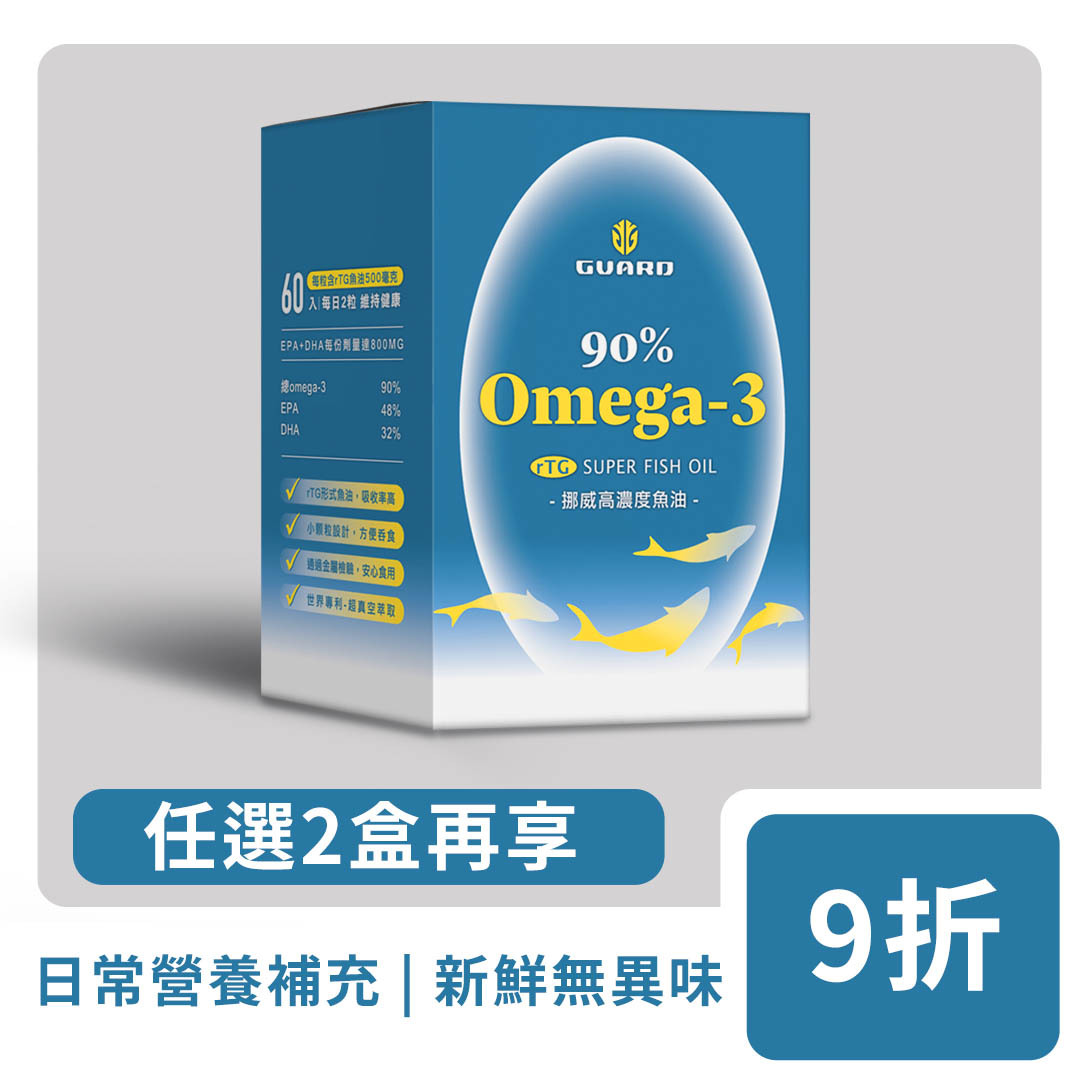 90% Omega-3 挪威高濃度魚油 ( 60顆/盒 )