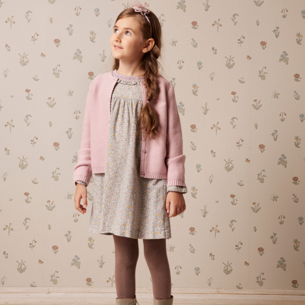 PIPPY 田園碎花棉質連身裙洋裝 粉紫