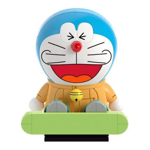 《 Qman 啟蒙積木 》 哆啦A夢 圓頭款積木 滑雪