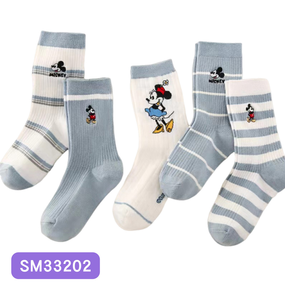 【虎兒寶】迪士尼系列 卡通造型兒童短襪 5雙組 - 米奇米妮 藍 童襪  ( SM33202 )