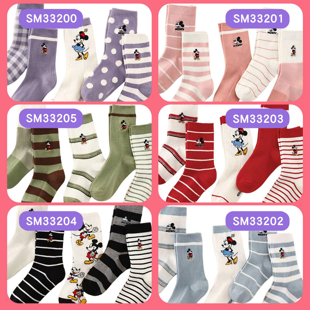 【虎兒寶】迪士尼系列 卡通造型兒童短襪 5雙組 - 米奇米妮 黑 童襪  ( SM33204 )