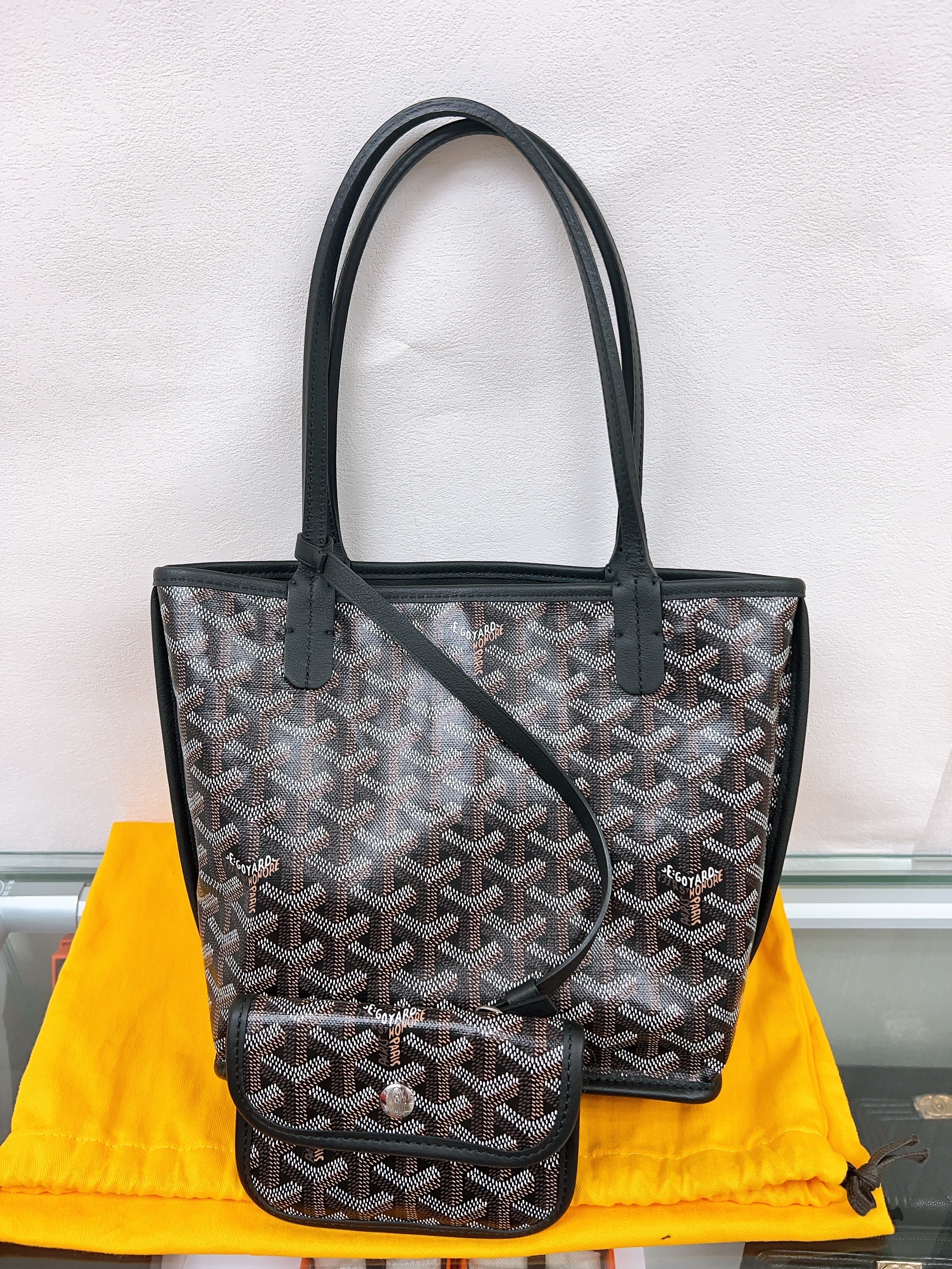 Goyard anjou mini tote black