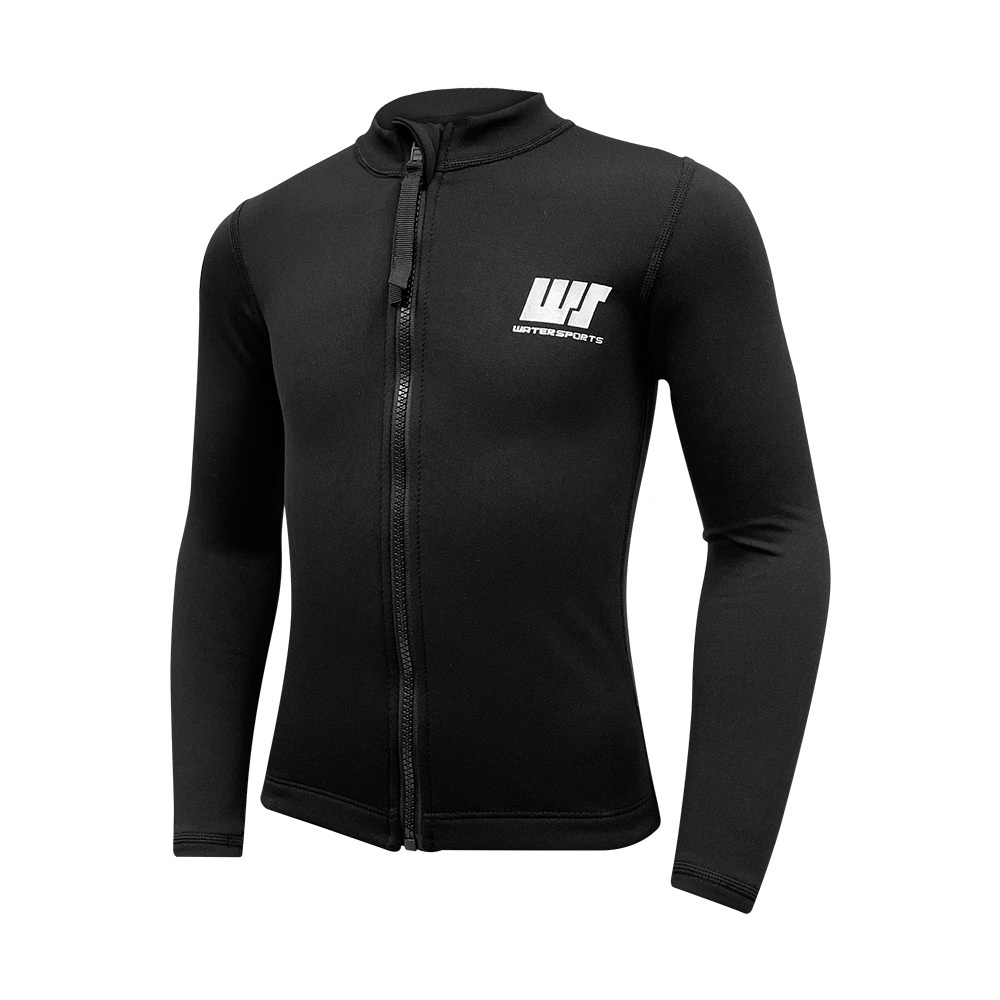 1mm 兒童高領短纖抓毛游泳保暖夾克 - 黑